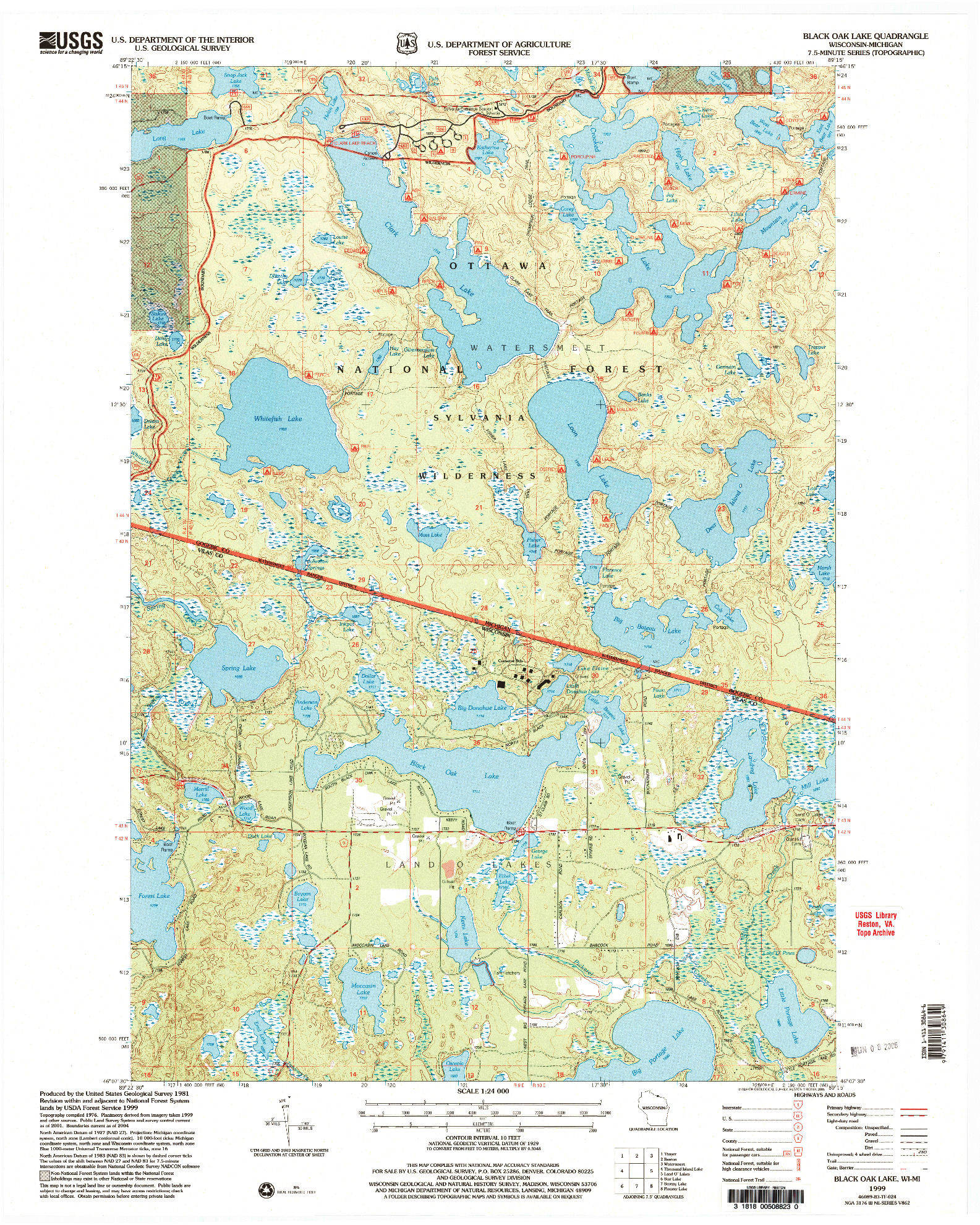 USGS 1:24000-SCALE QUADRANGLE FOR BLACK OAK LAKE, WI 1999