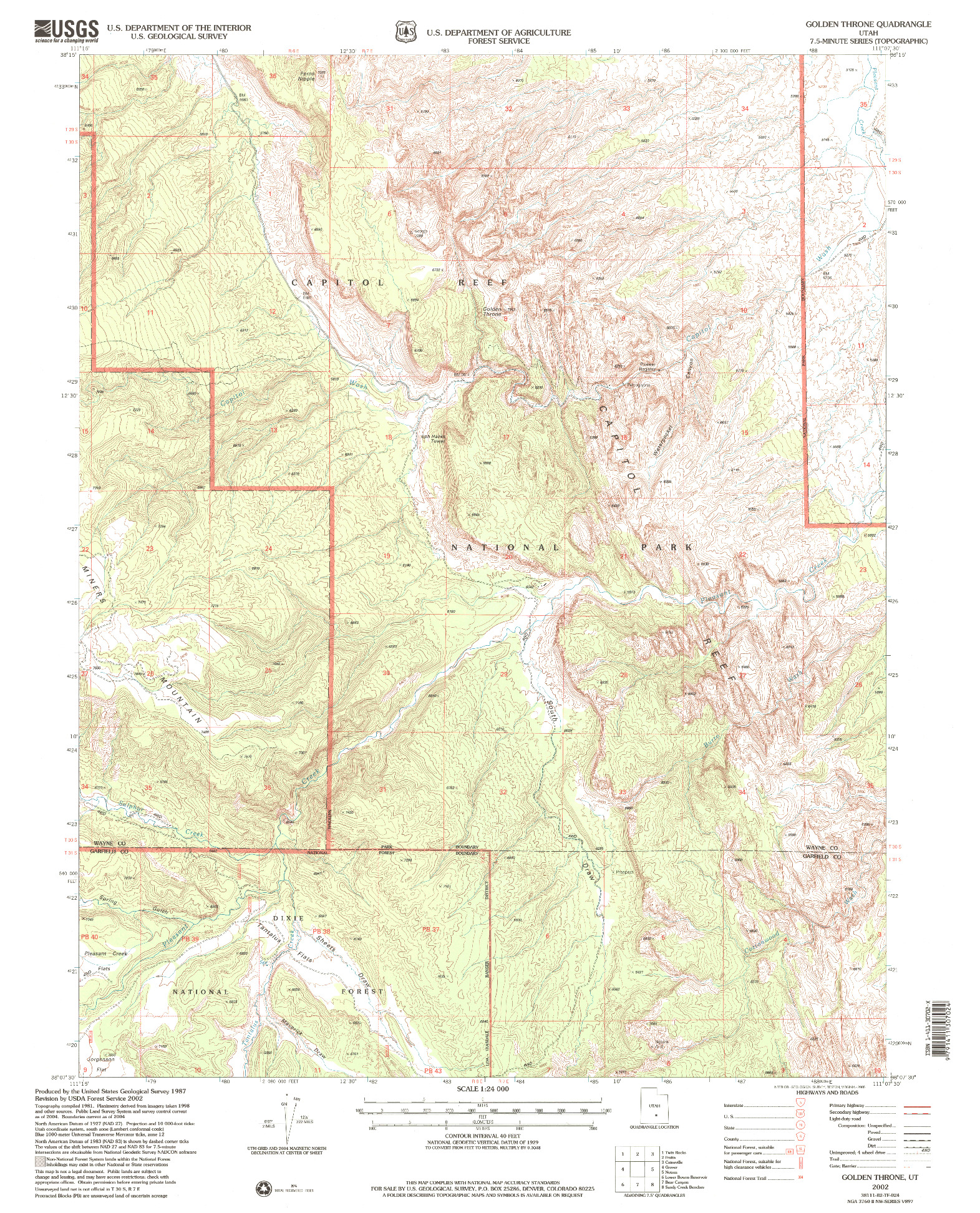 USGS 1:24000-SCALE QUADRANGLE FOR GOLDEN THRONE, UT 2002