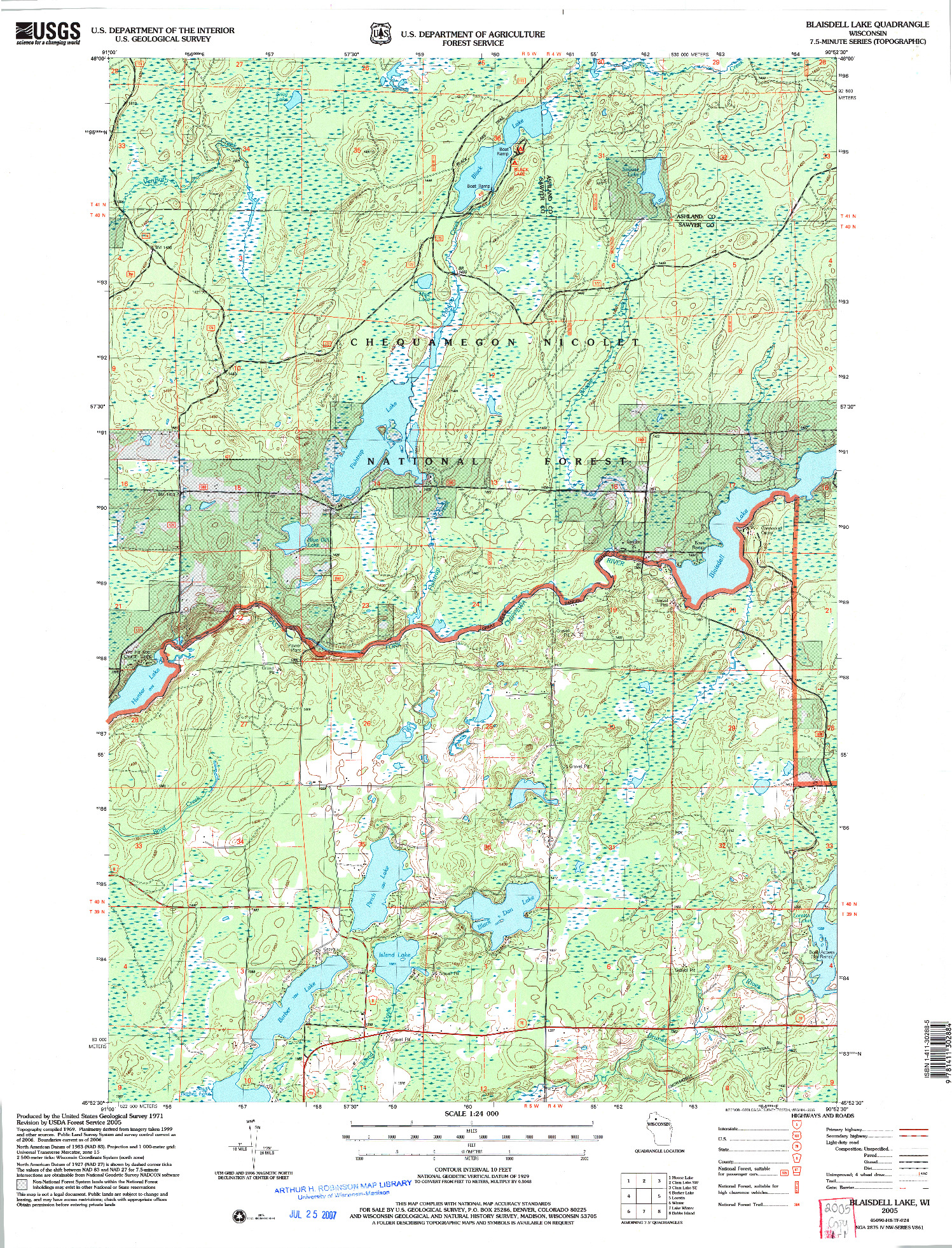 USGS 1:24000-SCALE QUADRANGLE FOR BLAISDELL LAKE, WI 2005