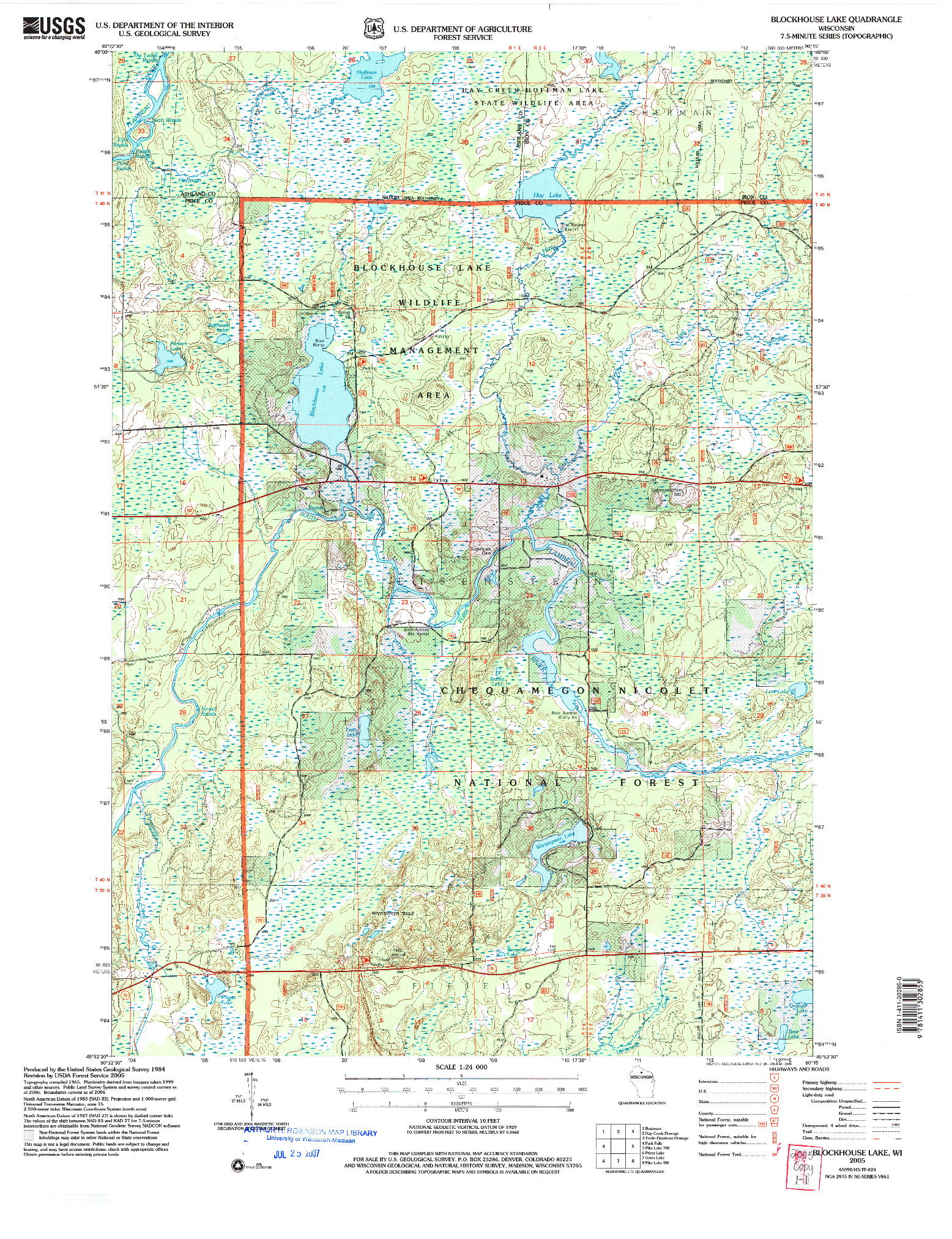 USGS 1:24000-SCALE QUADRANGLE FOR BLOCKHOUSE LAKE, WI 2005