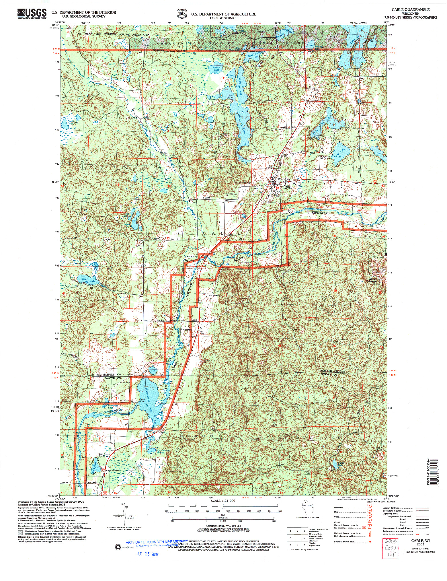 USGS 1:24000-SCALE QUADRANGLE FOR CABLE, WI 2005