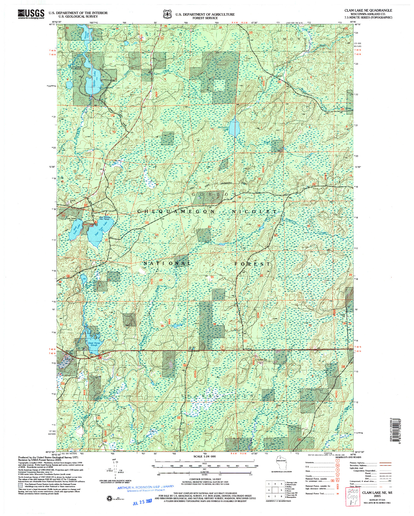 USGS 1:24000-SCALE QUADRANGLE FOR CLAM LAKE NE, WI 2005