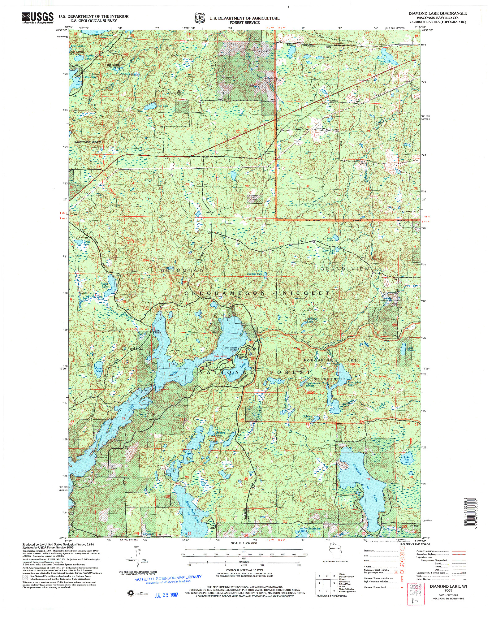 USGS 1:24000-SCALE QUADRANGLE FOR DIAMOND LAKE, WI 2005