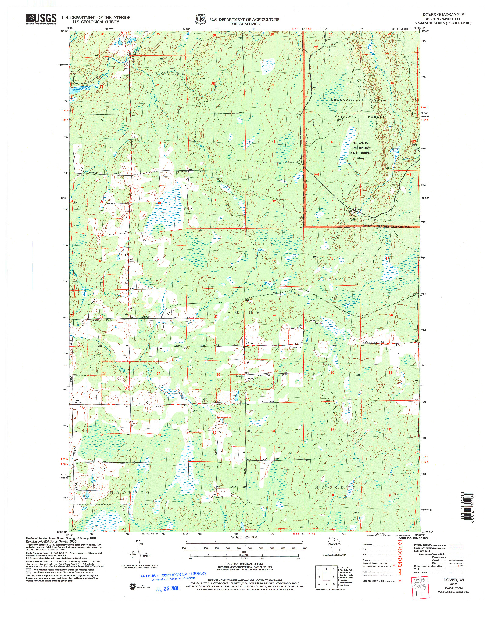 USGS 1:24000-SCALE QUADRANGLE FOR DOVER, WI 2005
