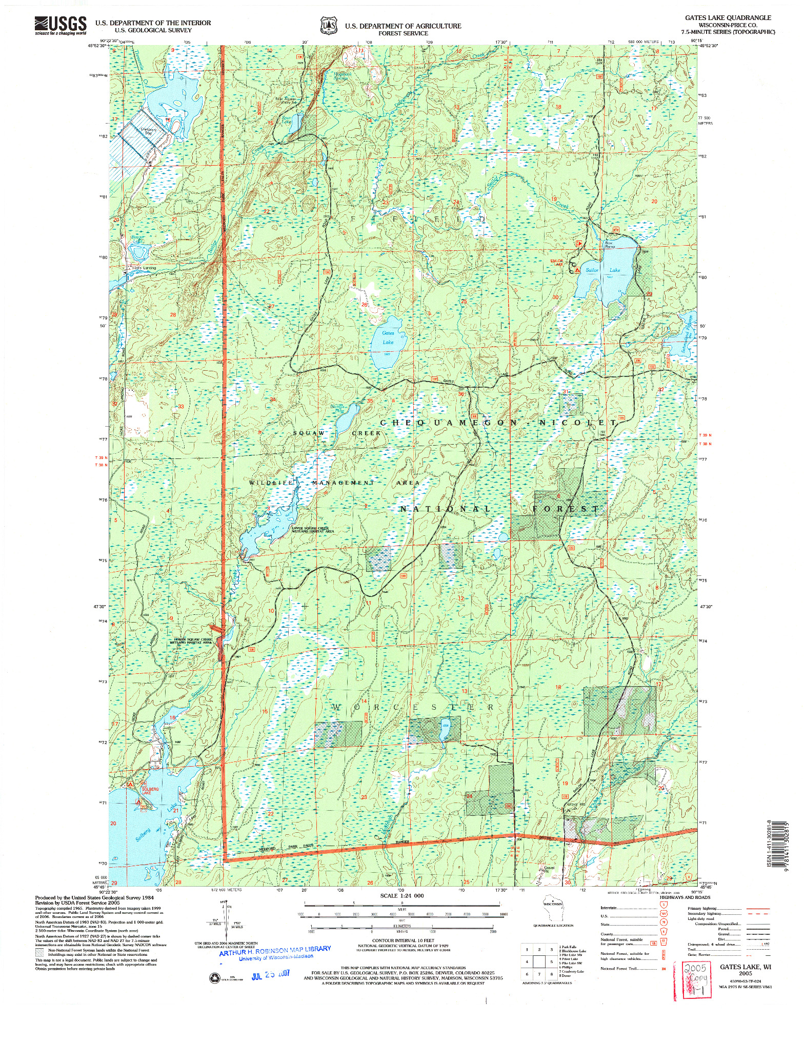 USGS 1:24000-SCALE QUADRANGLE FOR GATES LAKE, WI 2005