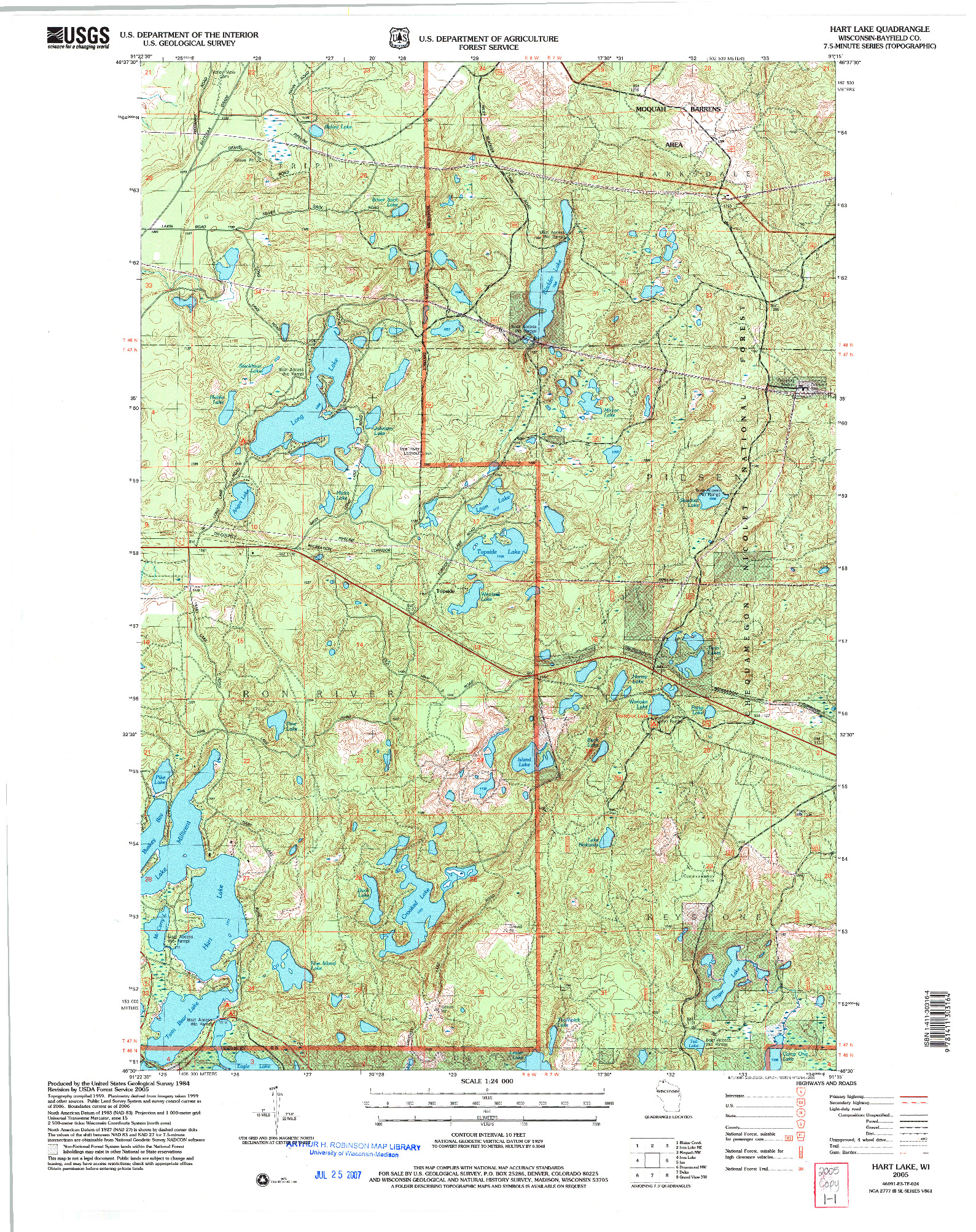 USGS 1:24000-SCALE QUADRANGLE FOR HART LAKE, WI 2005
