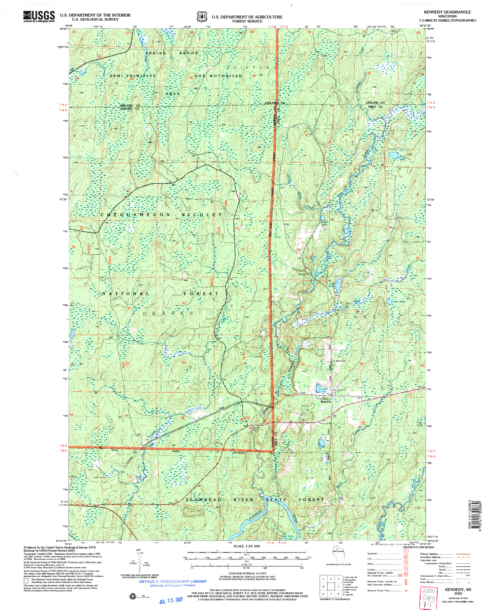 USGS 1:24000-SCALE QUADRANGLE FOR KENNEDY, WI 2005