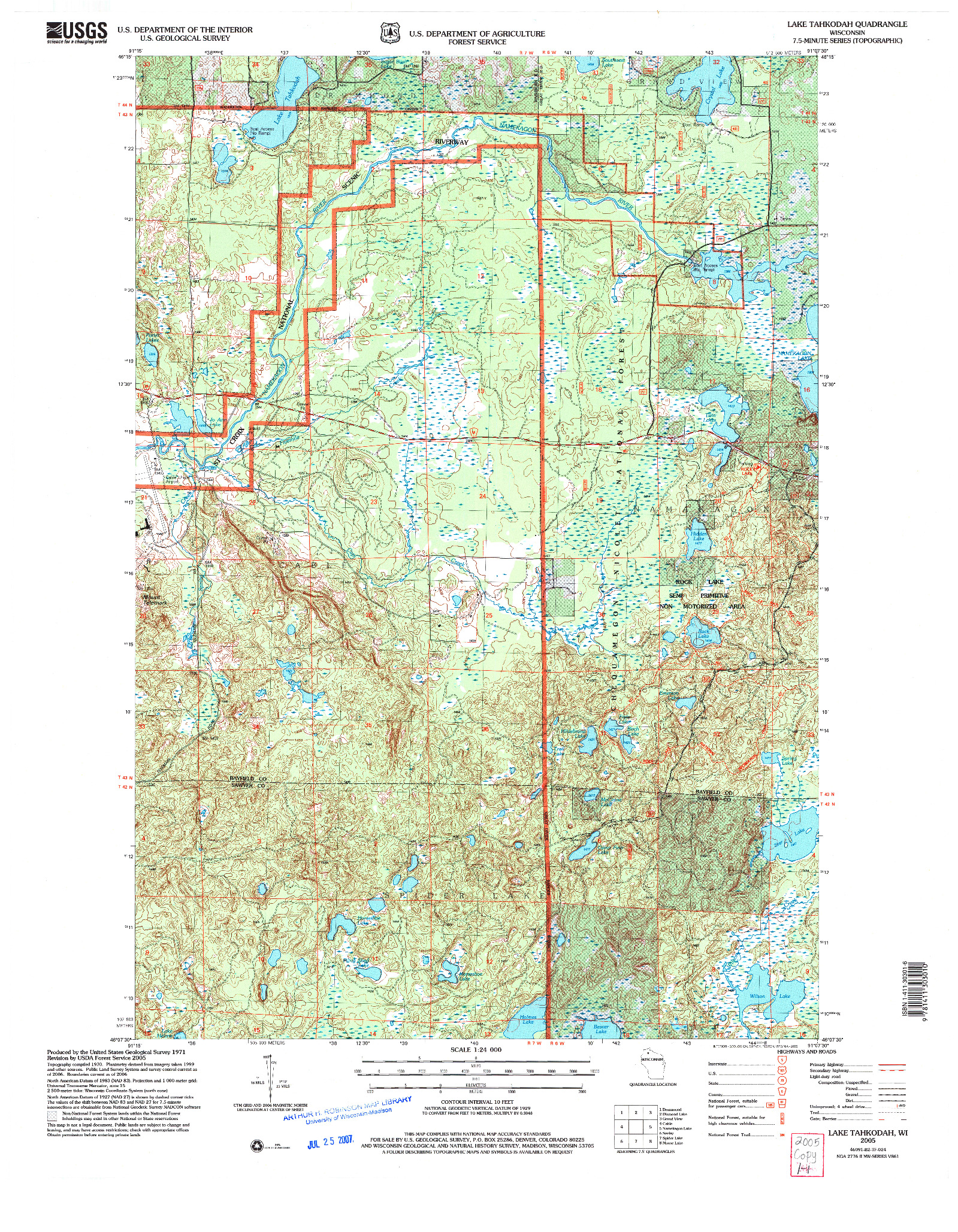 USGS 1:24000-SCALE QUADRANGLE FOR LAKE TAHKODAH, WI 2005