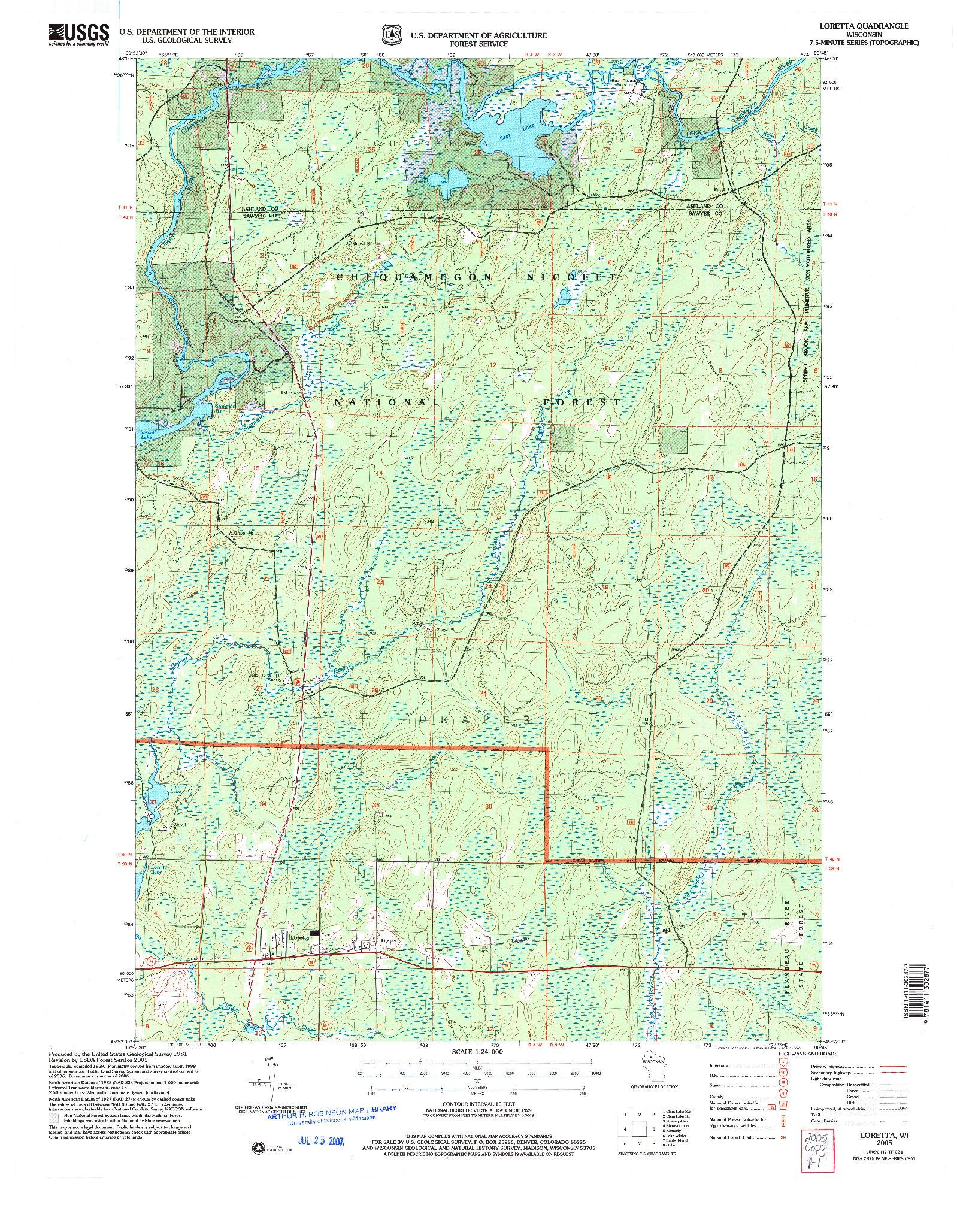 USGS 1:24000-SCALE QUADRANGLE FOR LORETTA, WI 2005