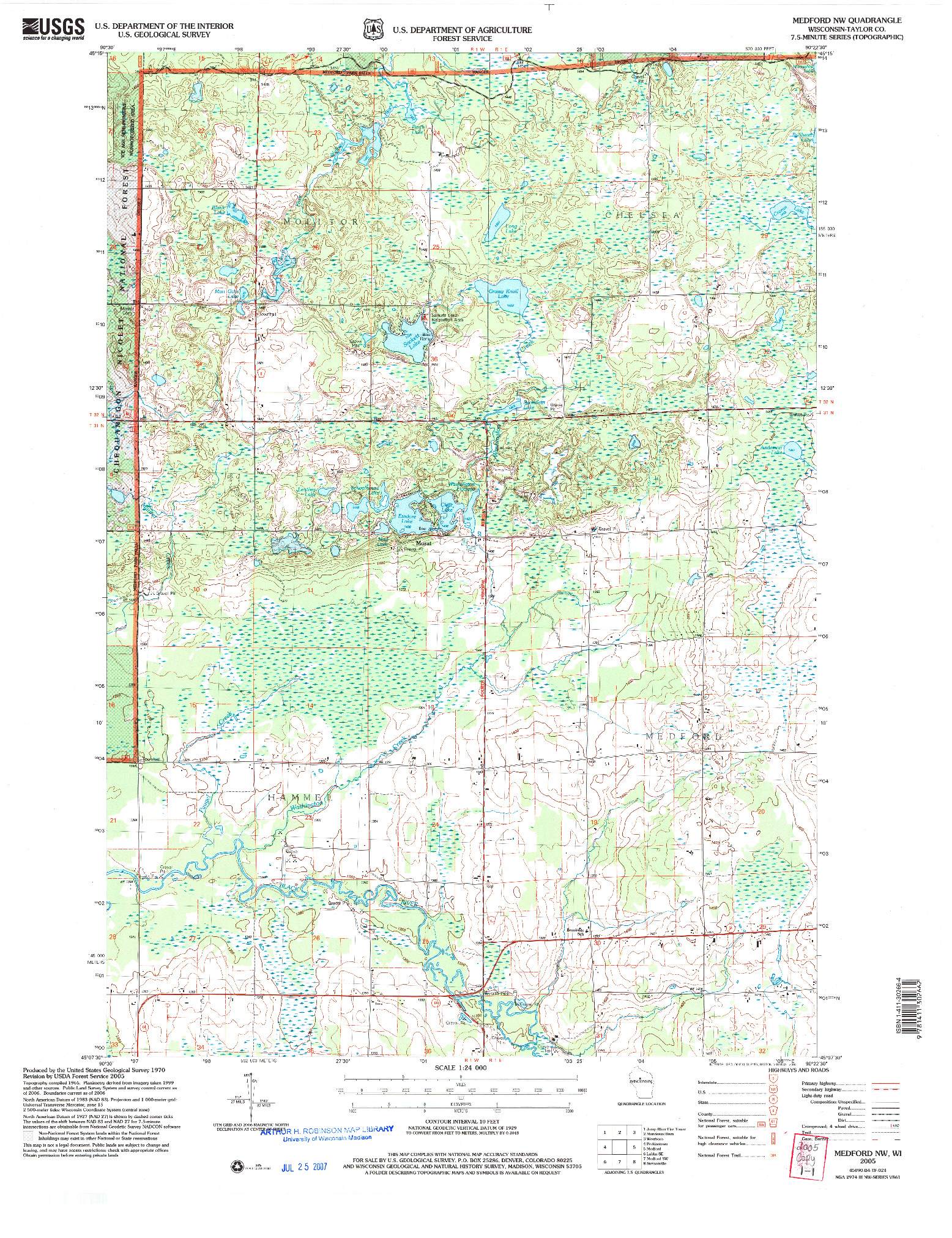 USGS 1:24000-SCALE QUADRANGLE FOR MEDFORD NW, WI 2005
