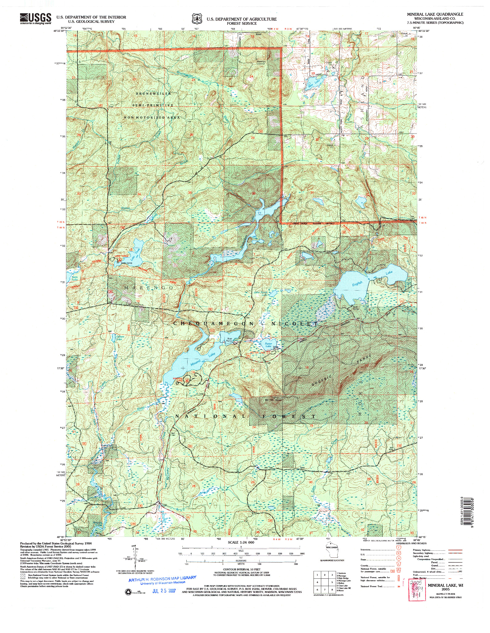 USGS 1:24000-SCALE QUADRANGLE FOR MINERAL LAKE, WI 2005