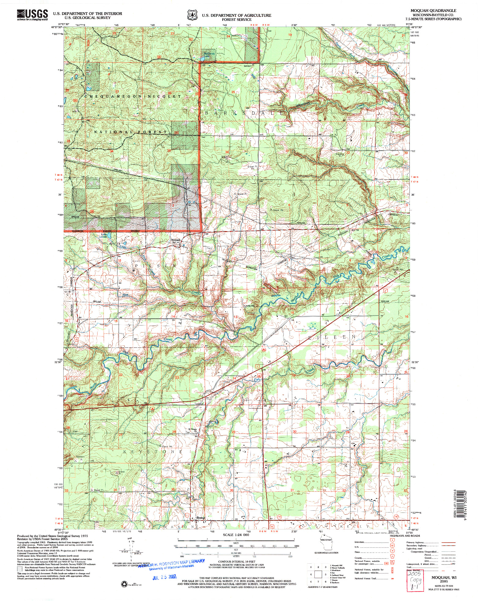 USGS 1:24000-SCALE QUADRANGLE FOR MOQUAH, WI 2005