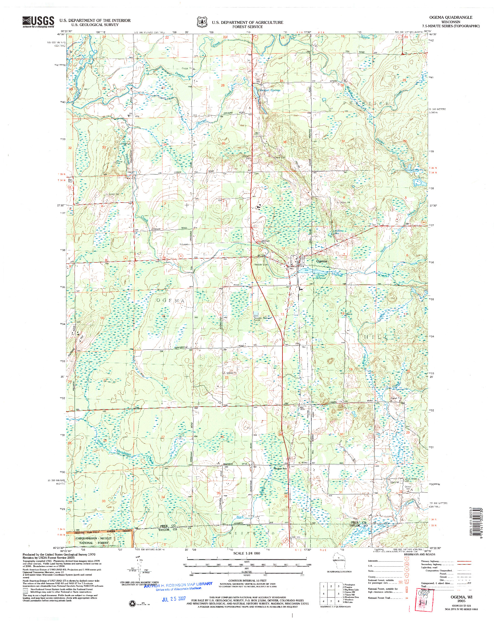 USGS 1:24000-SCALE QUADRANGLE FOR OGEMA, WI 2005