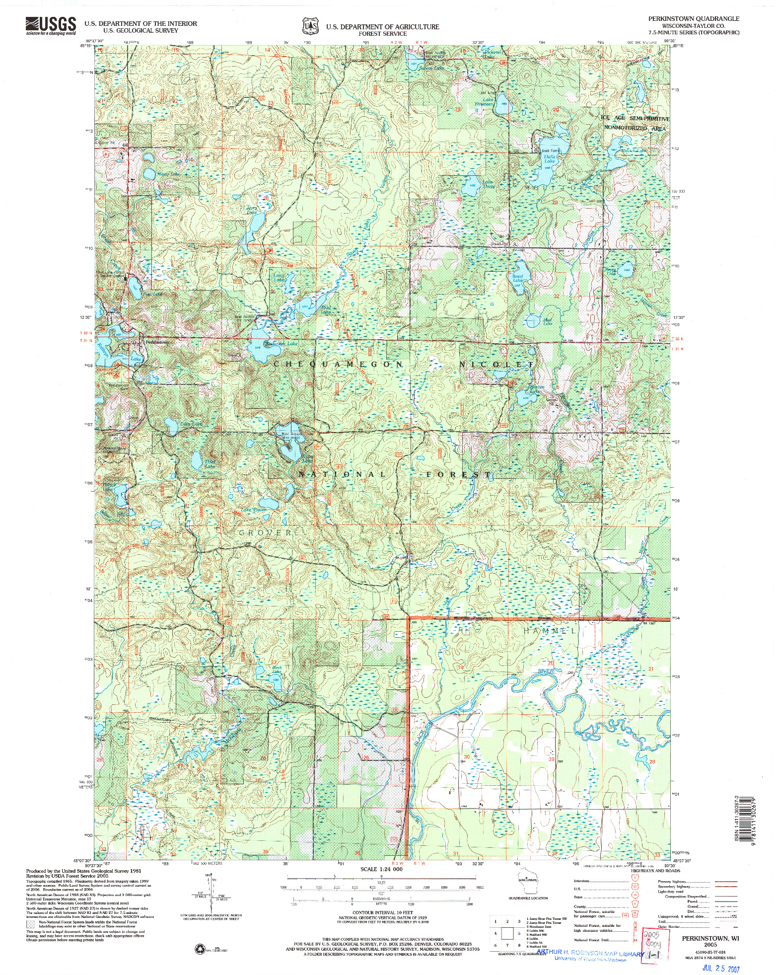 USGS 1:24000-SCALE QUADRANGLE FOR PERKINSTOWN, WI 2005