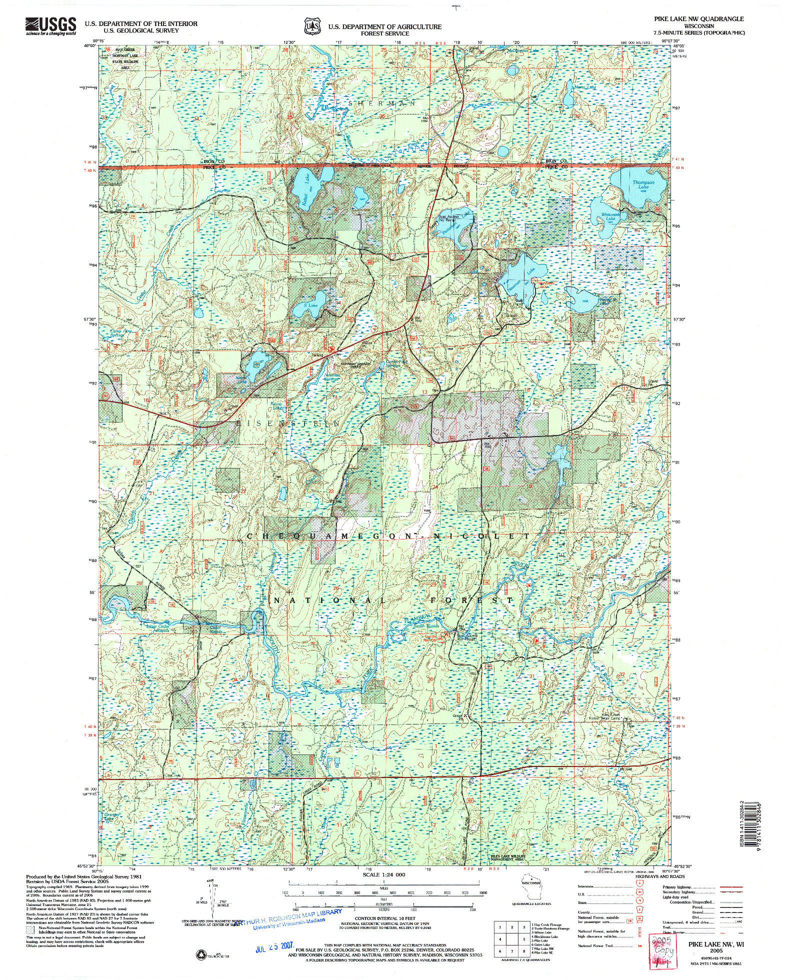 USGS 1:24000-SCALE QUADRANGLE FOR PIKE LAKE NW, WI 2005