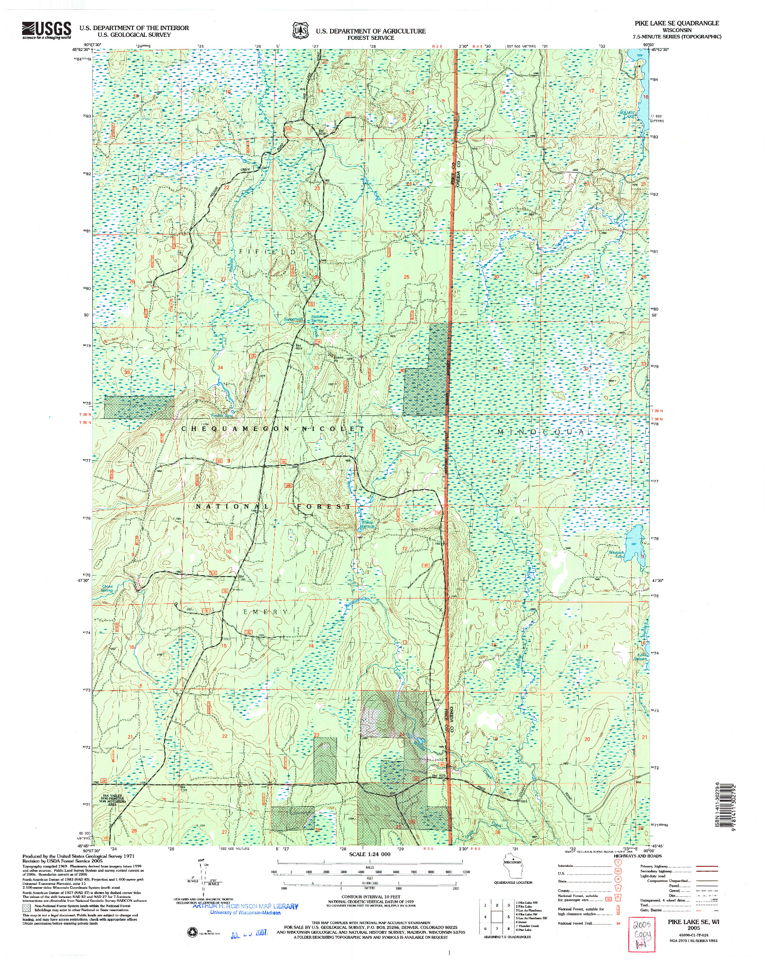 USGS 1:24000-SCALE QUADRANGLE FOR PIKE LAKE SE, WI 2005