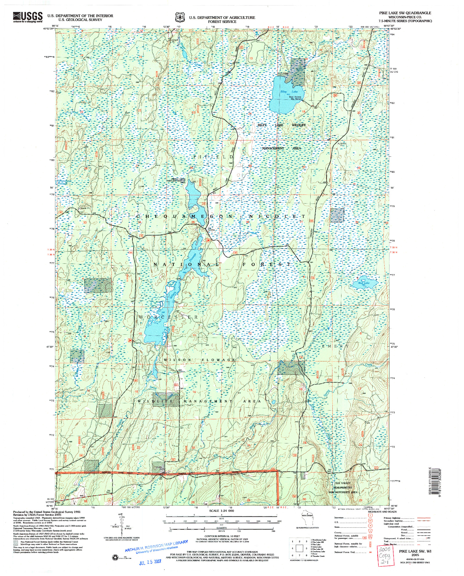 USGS 1:24000-SCALE QUADRANGLE FOR PIKE LAKE SW, WI 2005