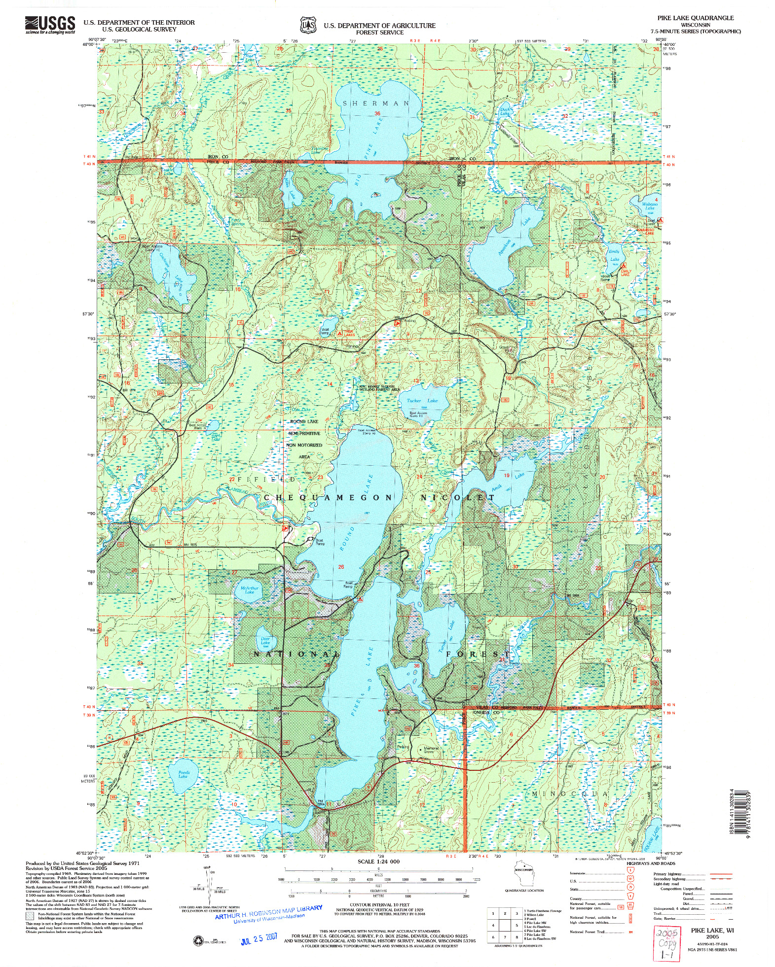 USGS 1:24000-SCALE QUADRANGLE FOR PIKE LAKE, WI 2005