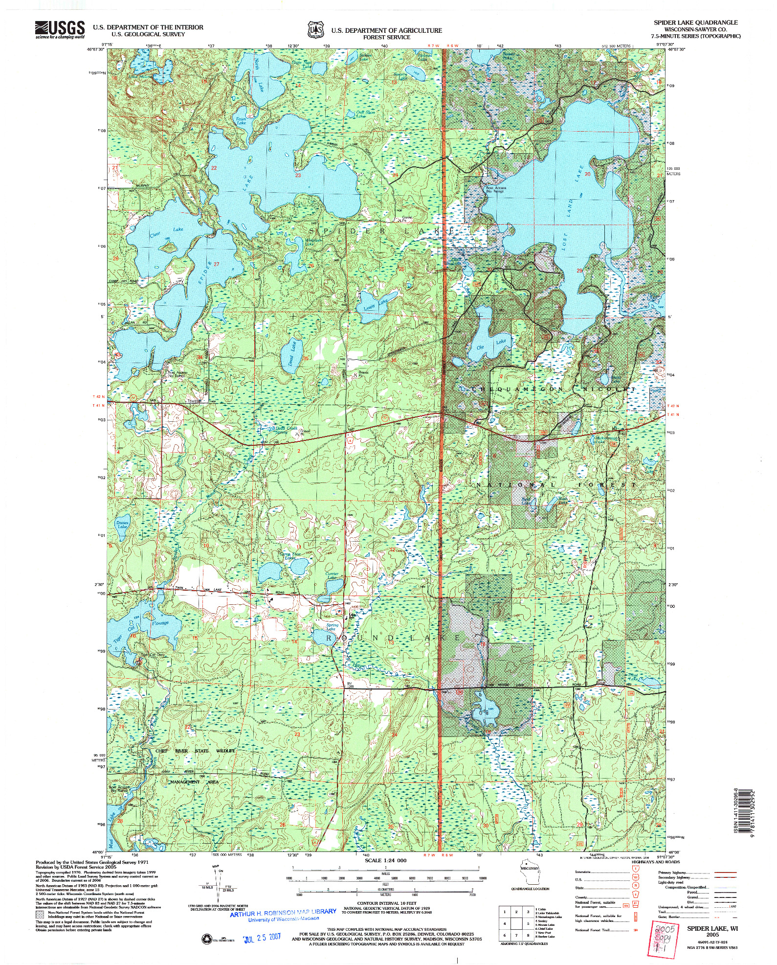 USGS 1:24000-SCALE QUADRANGLE FOR SPIDER LAKE, WI 2005