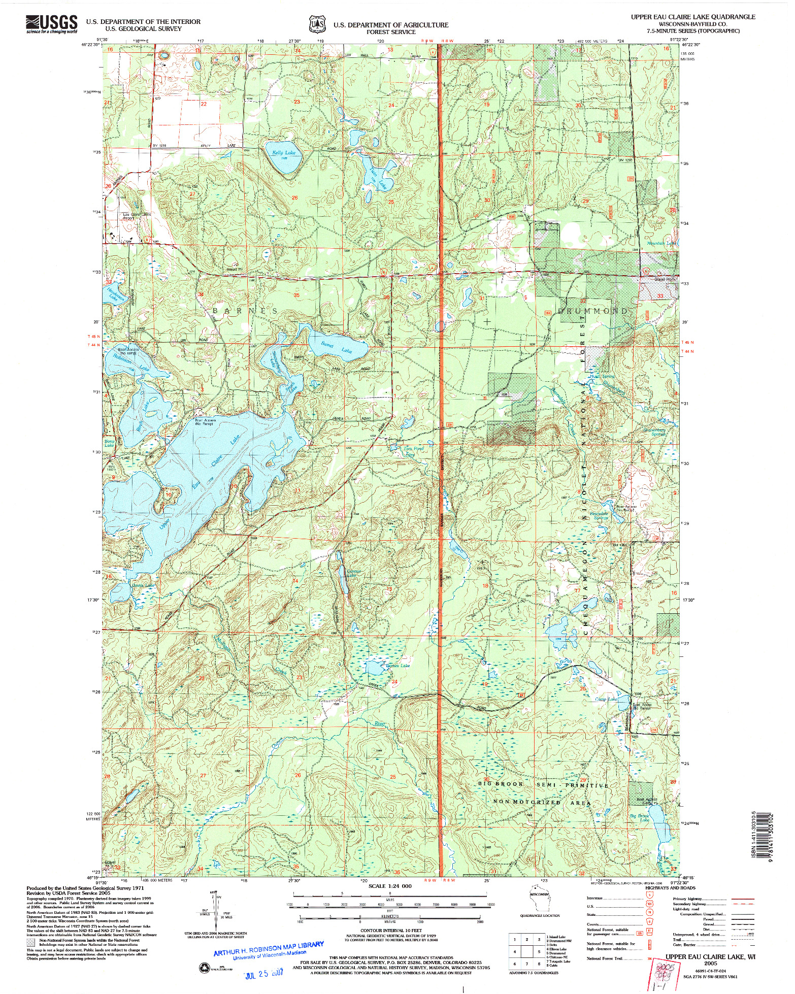 USGS 1:24000-SCALE QUADRANGLE FOR UPPER EAU CLAIRE LAKE, WI 2005