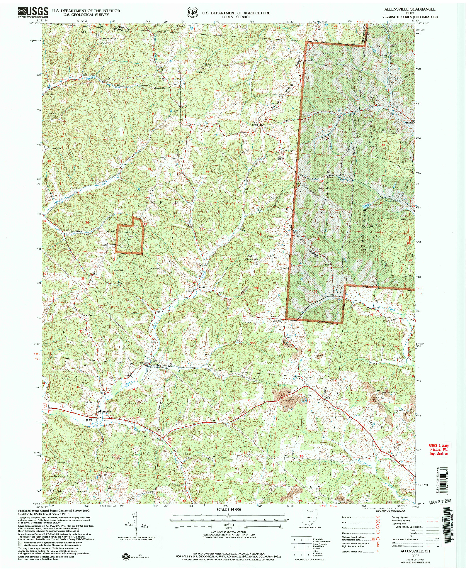 USGS 1:24000-SCALE QUADRANGLE FOR ALLENSVILLE, OH 2002