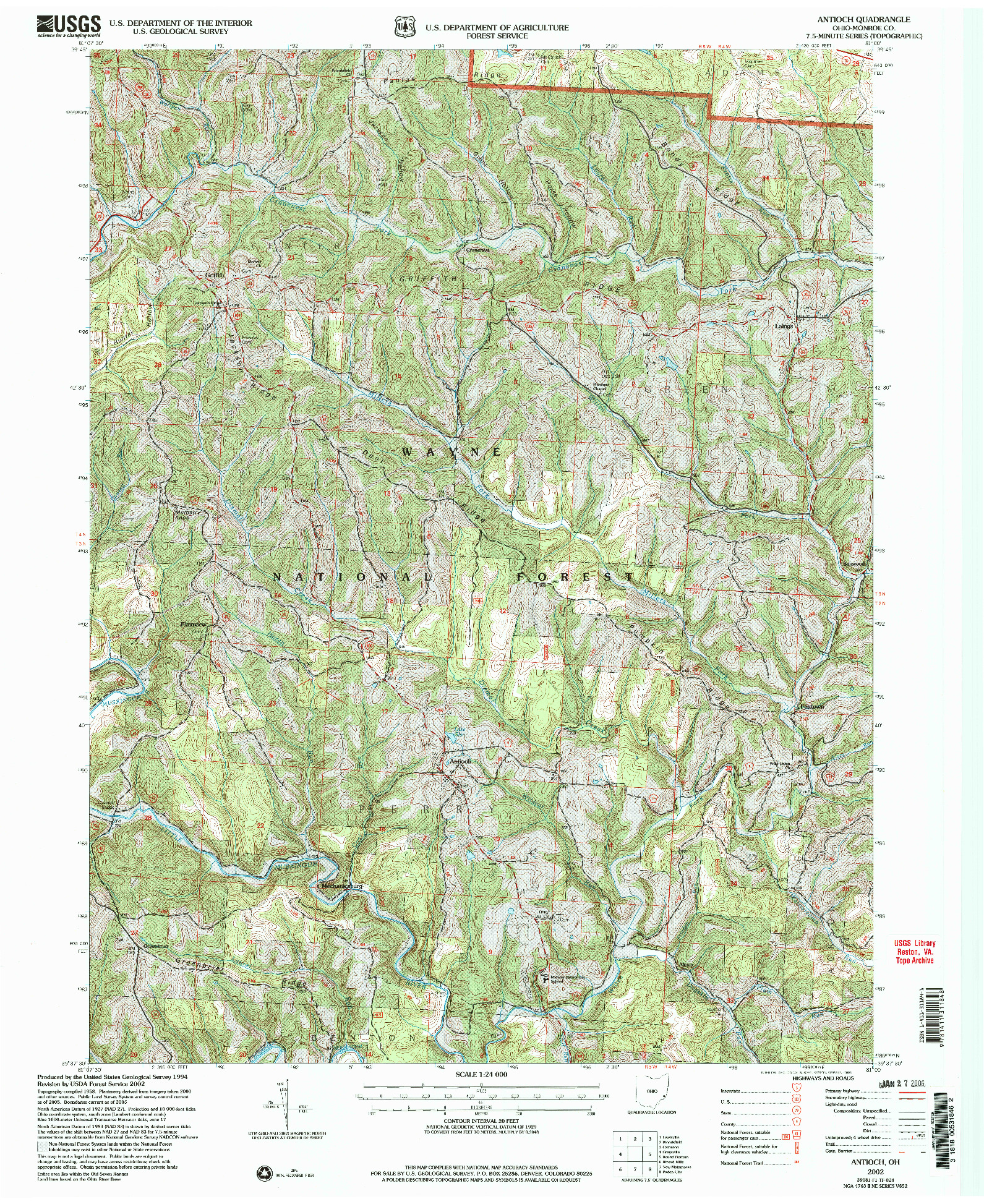 USGS 1:24000-SCALE QUADRANGLE FOR ANTIOCH, OH 2002