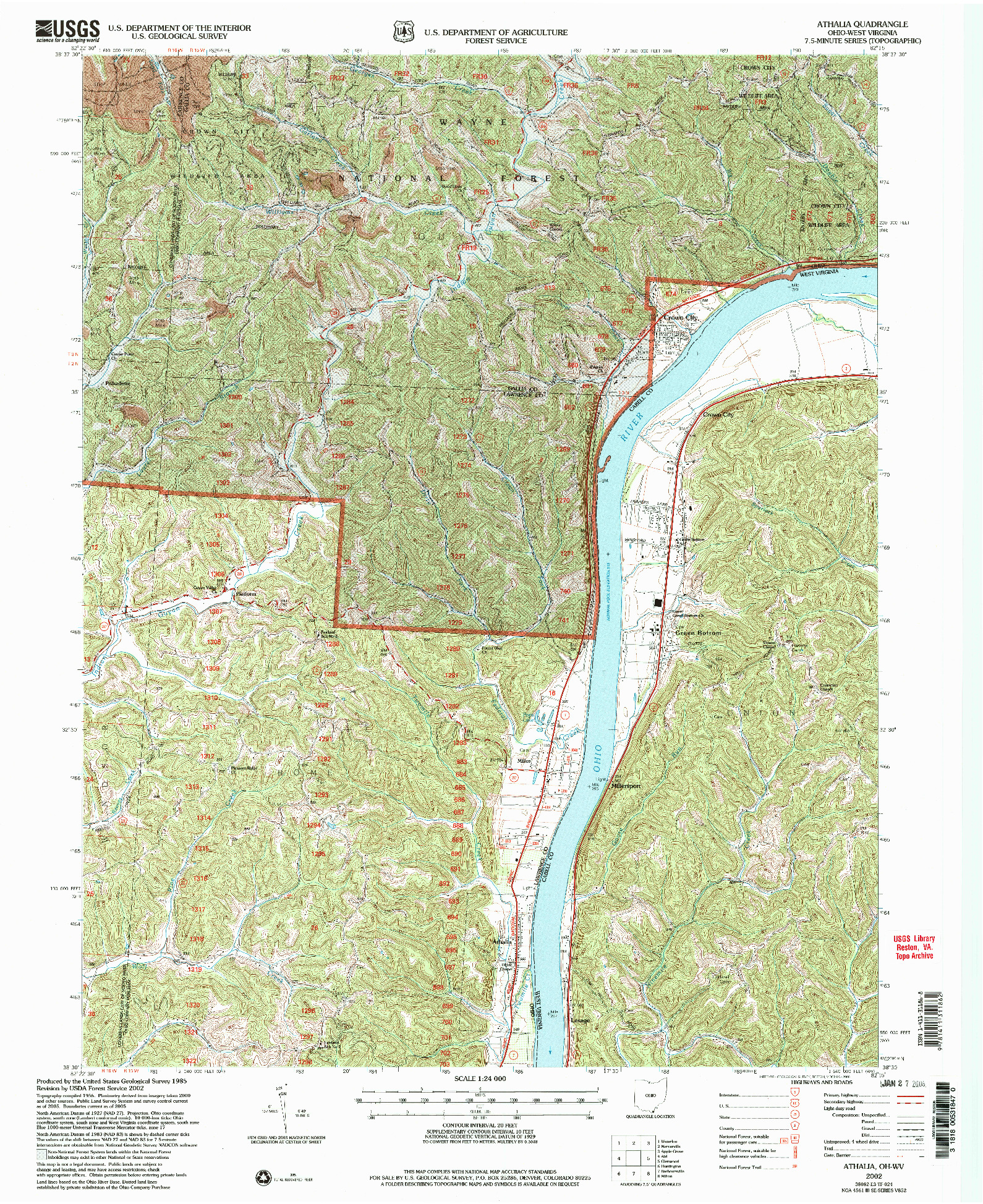 USGS 1:24000-SCALE QUADRANGLE FOR ATHALIA, OH 2002