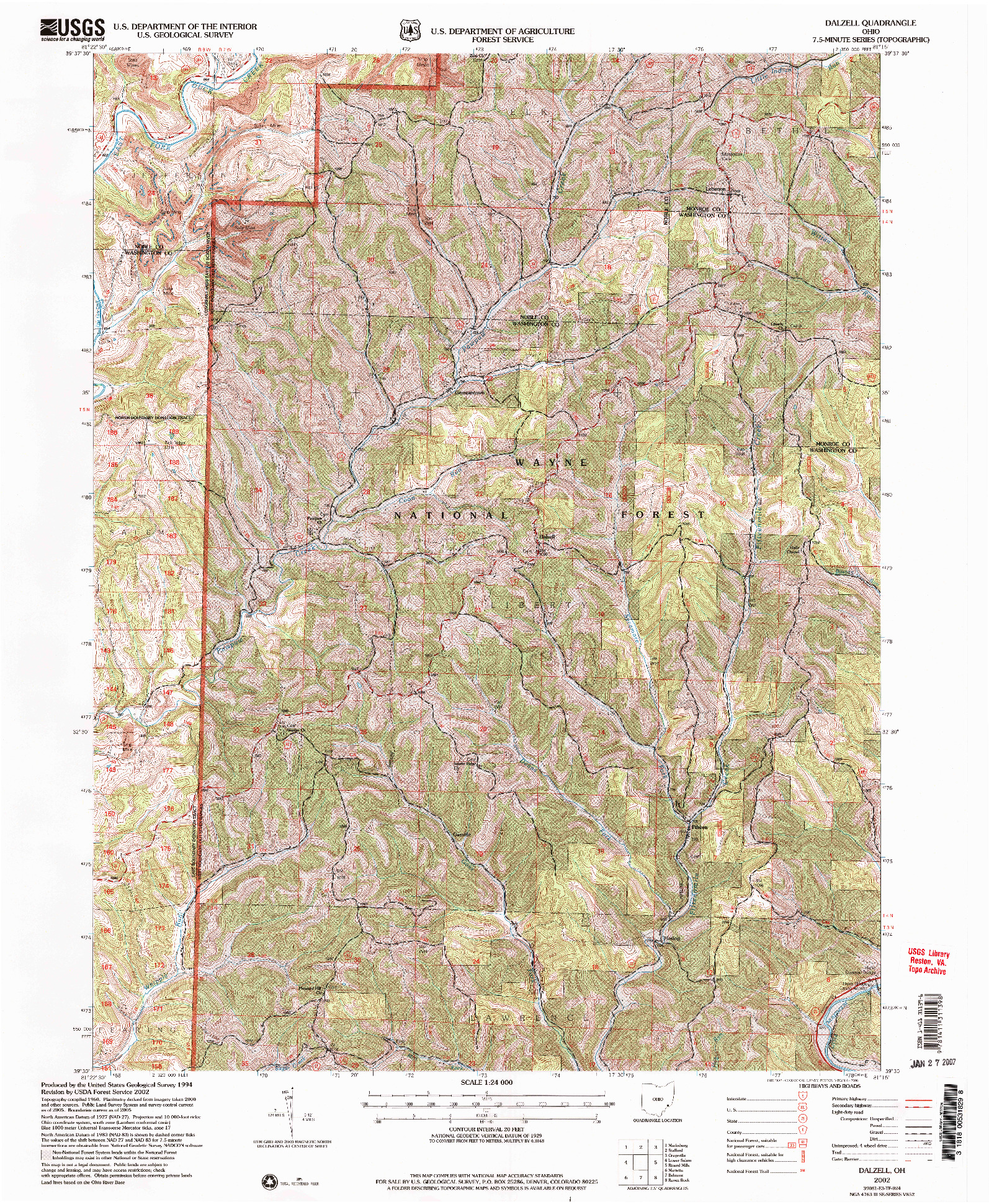 USGS 1:24000-SCALE QUADRANGLE FOR DALZELL, OH 2002