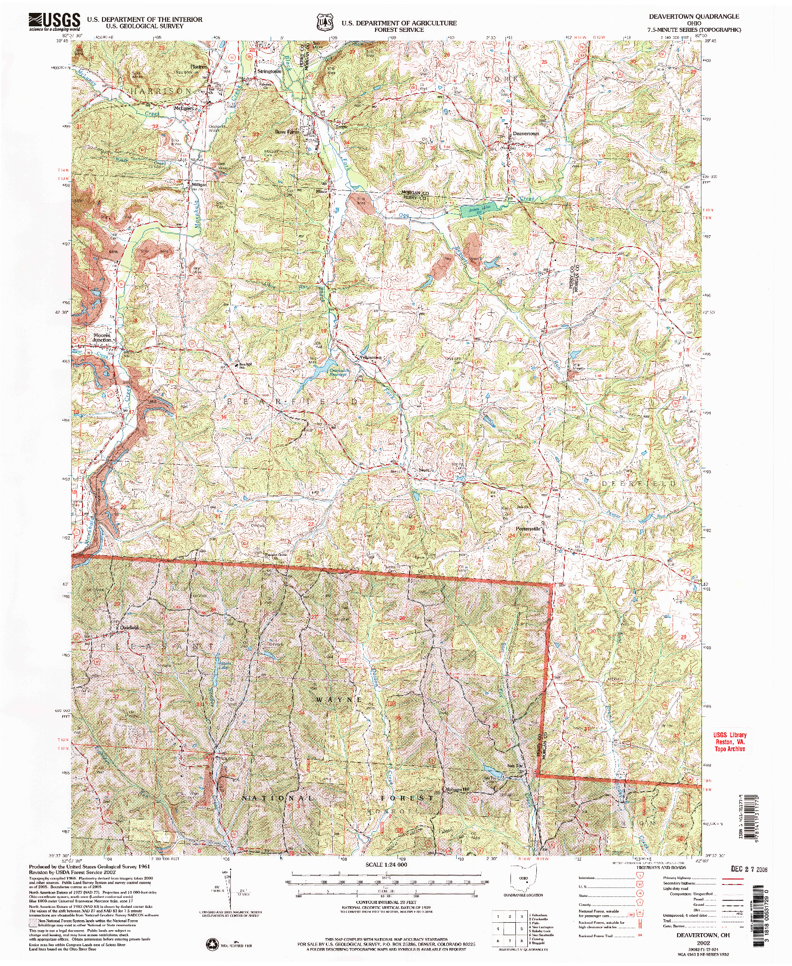 USGS 1:24000-SCALE QUADRANGLE FOR DEAVERTOWN, OH 2002
