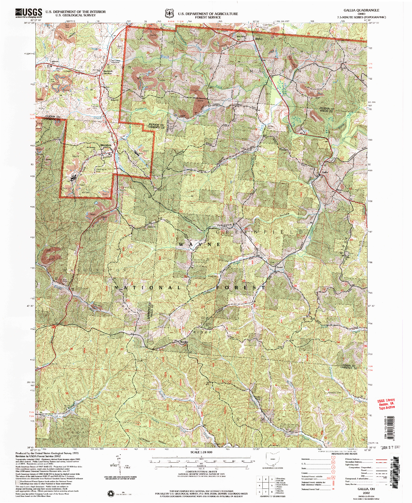 USGS 1:24000-SCALE QUADRANGLE FOR GALLIA, OH 2002