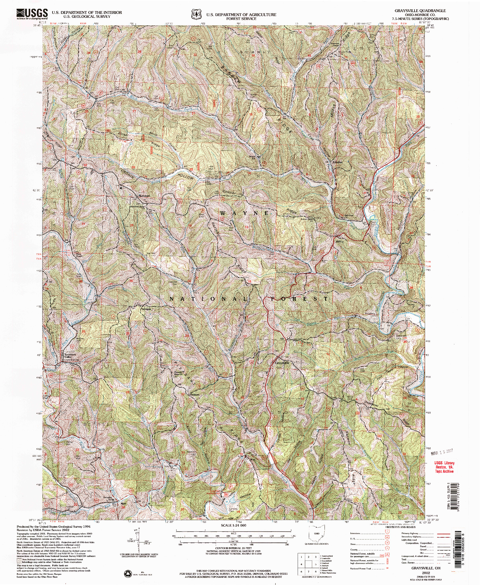 USGS 1:24000-SCALE QUADRANGLE FOR GRAYSVILLE, OH 2002
