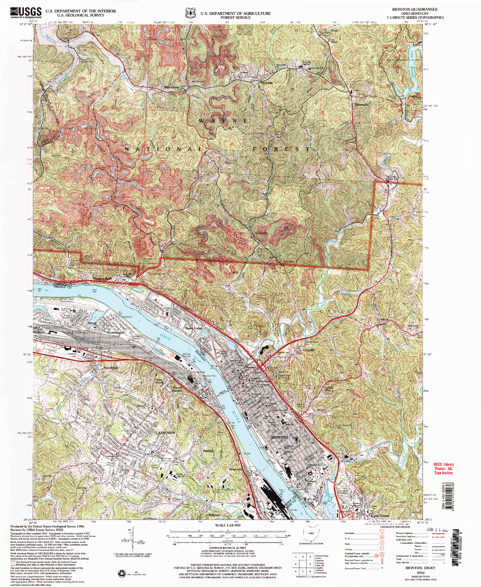 USGS 1:24000-SCALE QUADRANGLE FOR IRONTON, OH 2002