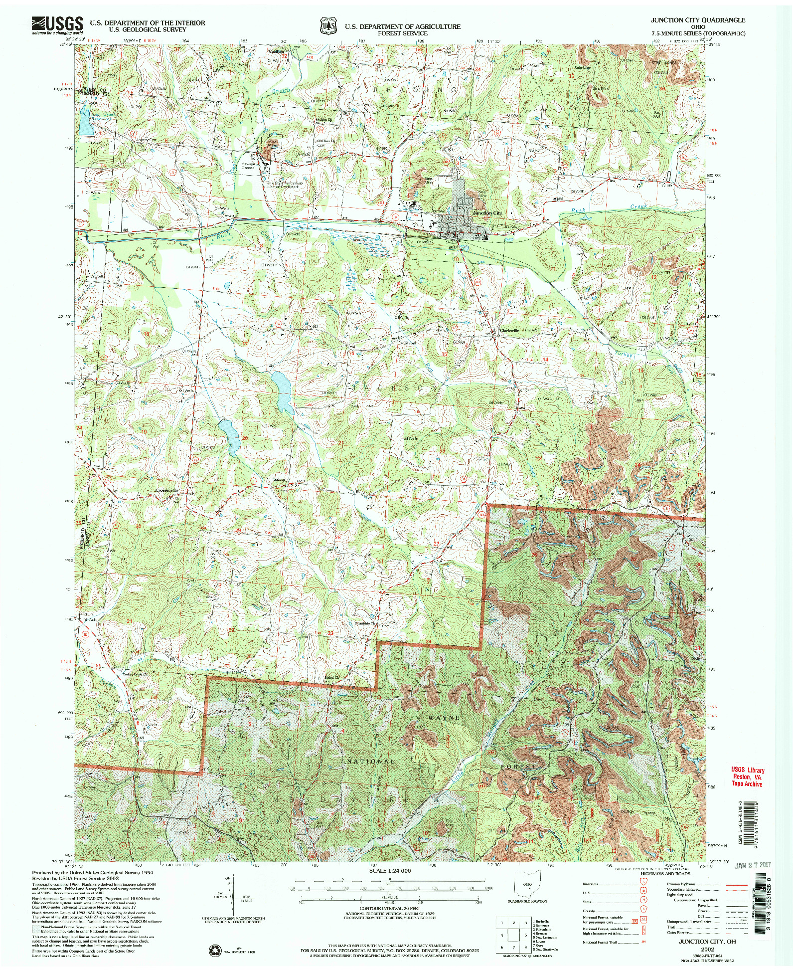 USGS 1:24000-SCALE QUADRANGLE FOR JUNCTION CITY, OH 2002