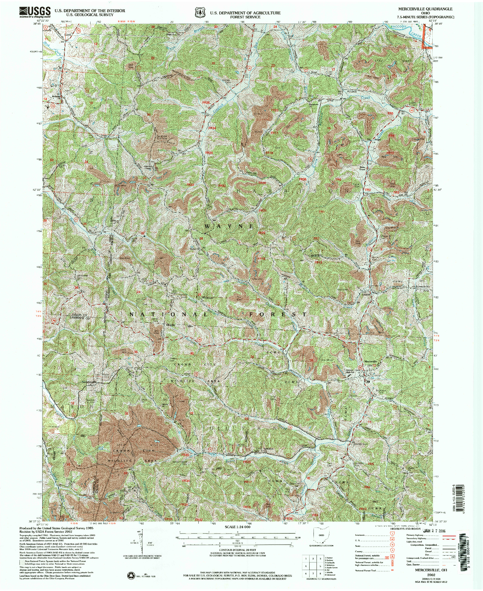 USGS 1:24000-SCALE QUADRANGLE FOR MERCERVILLE, OH 2002