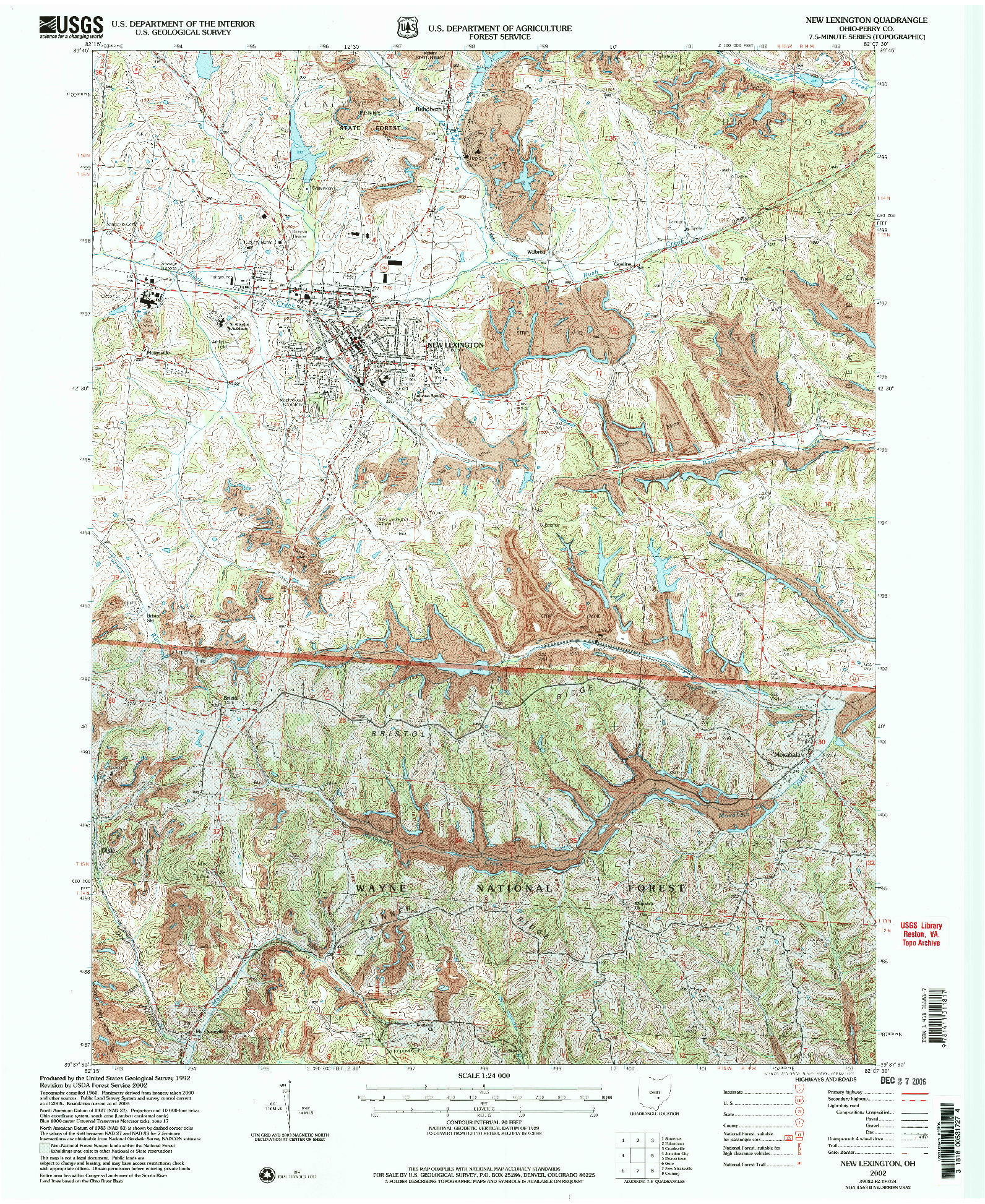 USGS 1:24000-SCALE QUADRANGLE FOR NEW LEXINGTON, OH 2002
