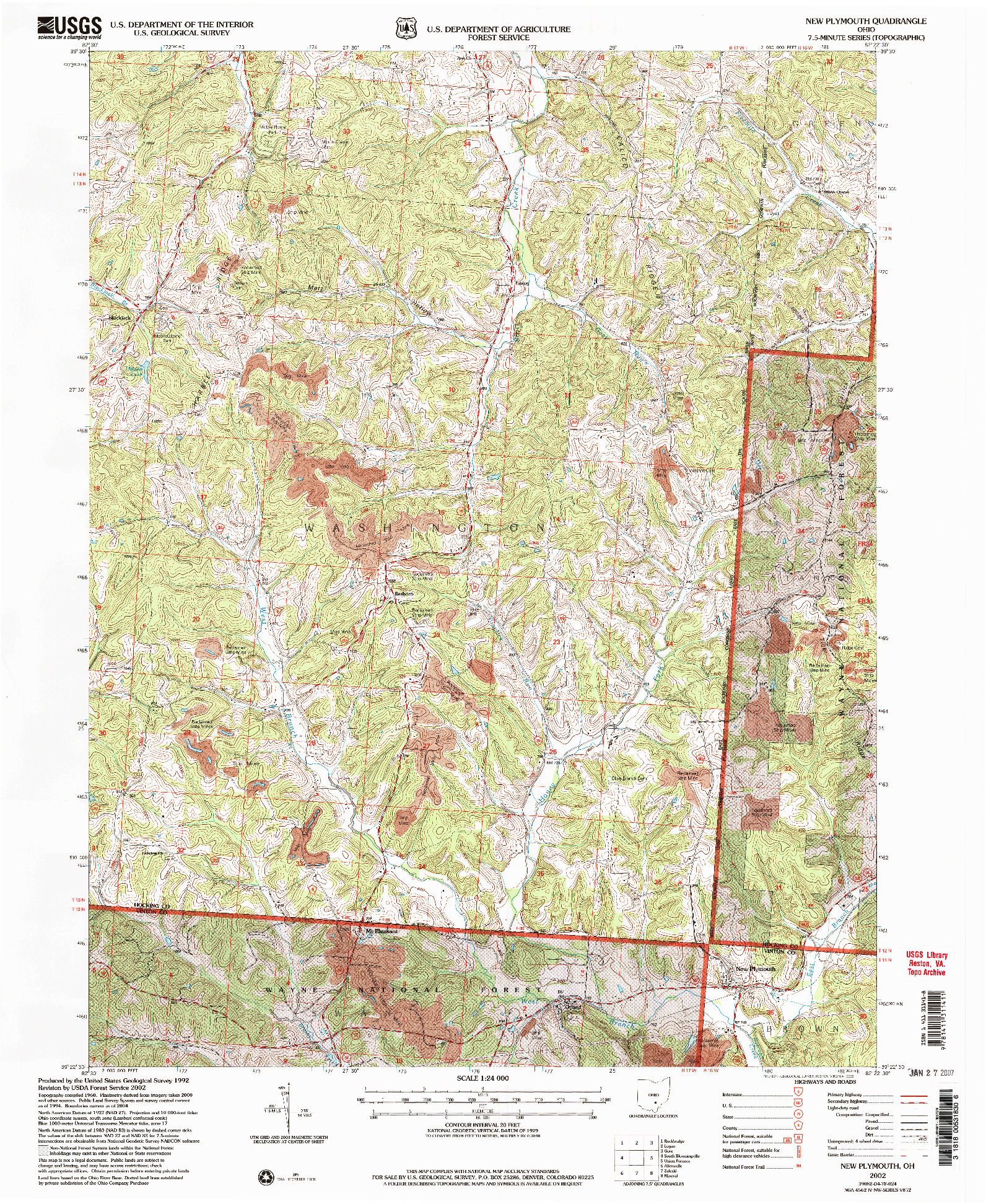 USGS 1:24000-SCALE QUADRANGLE FOR NEW PLYMOUTH, OH 2002
