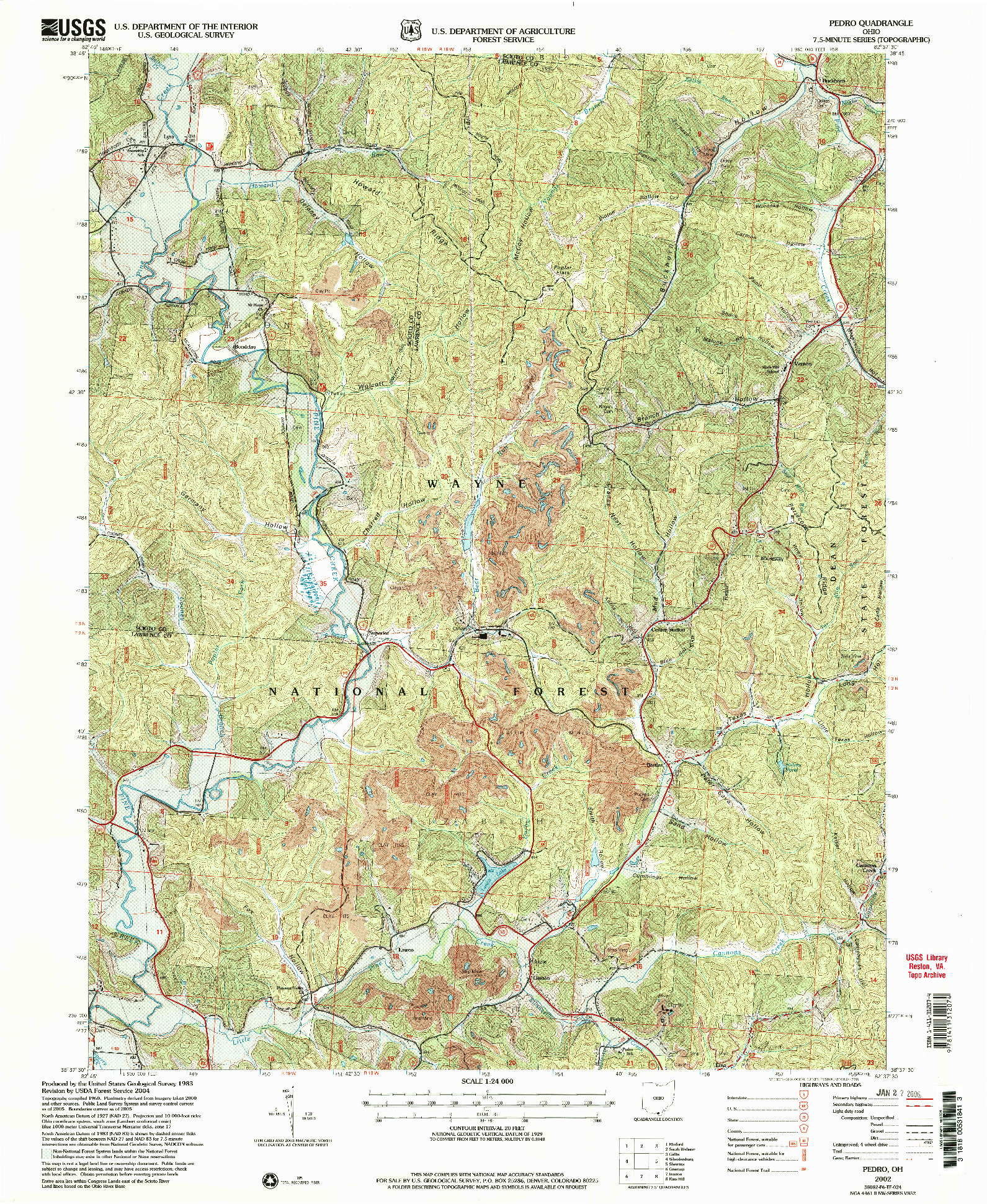 USGS 1:24000-SCALE QUADRANGLE FOR PEDRO, OH 2002