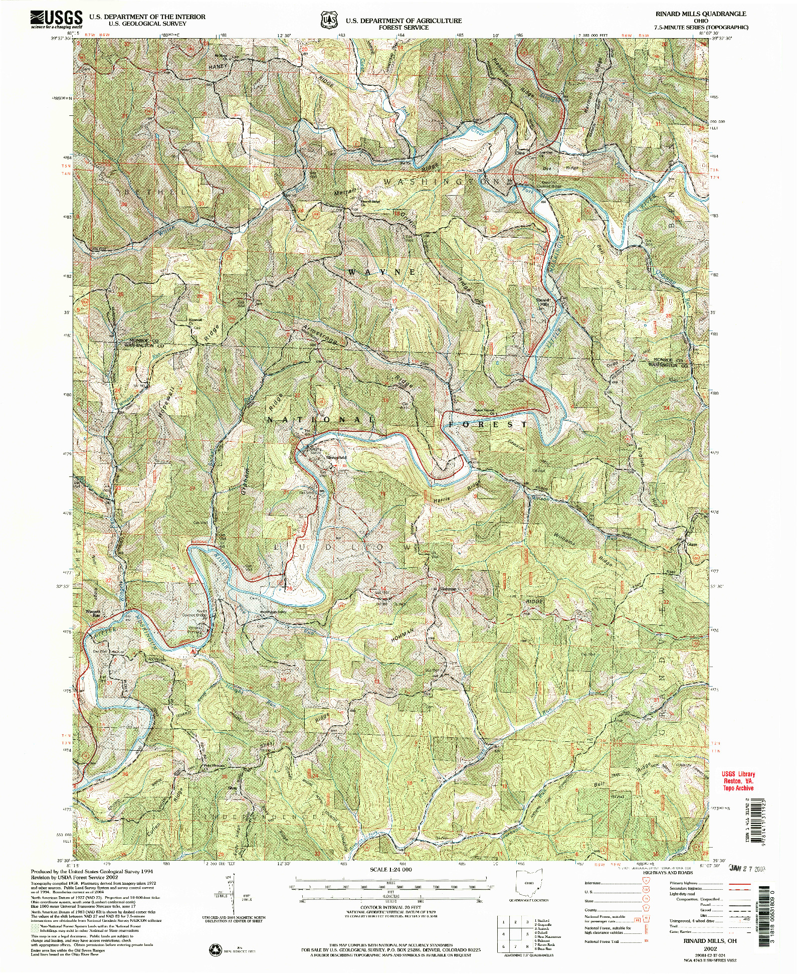 USGS 1:24000-SCALE QUADRANGLE FOR RINARD MILLS, OH 2002