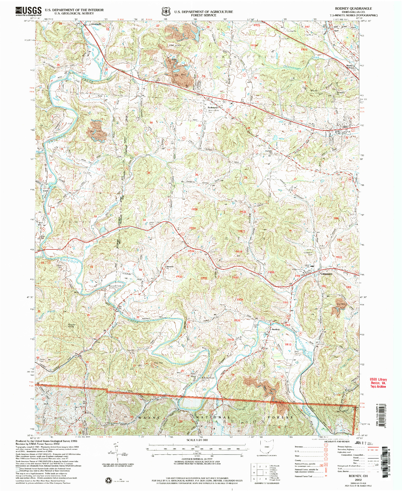 USGS 1:24000-SCALE QUADRANGLE FOR RODNEY, OH 2002