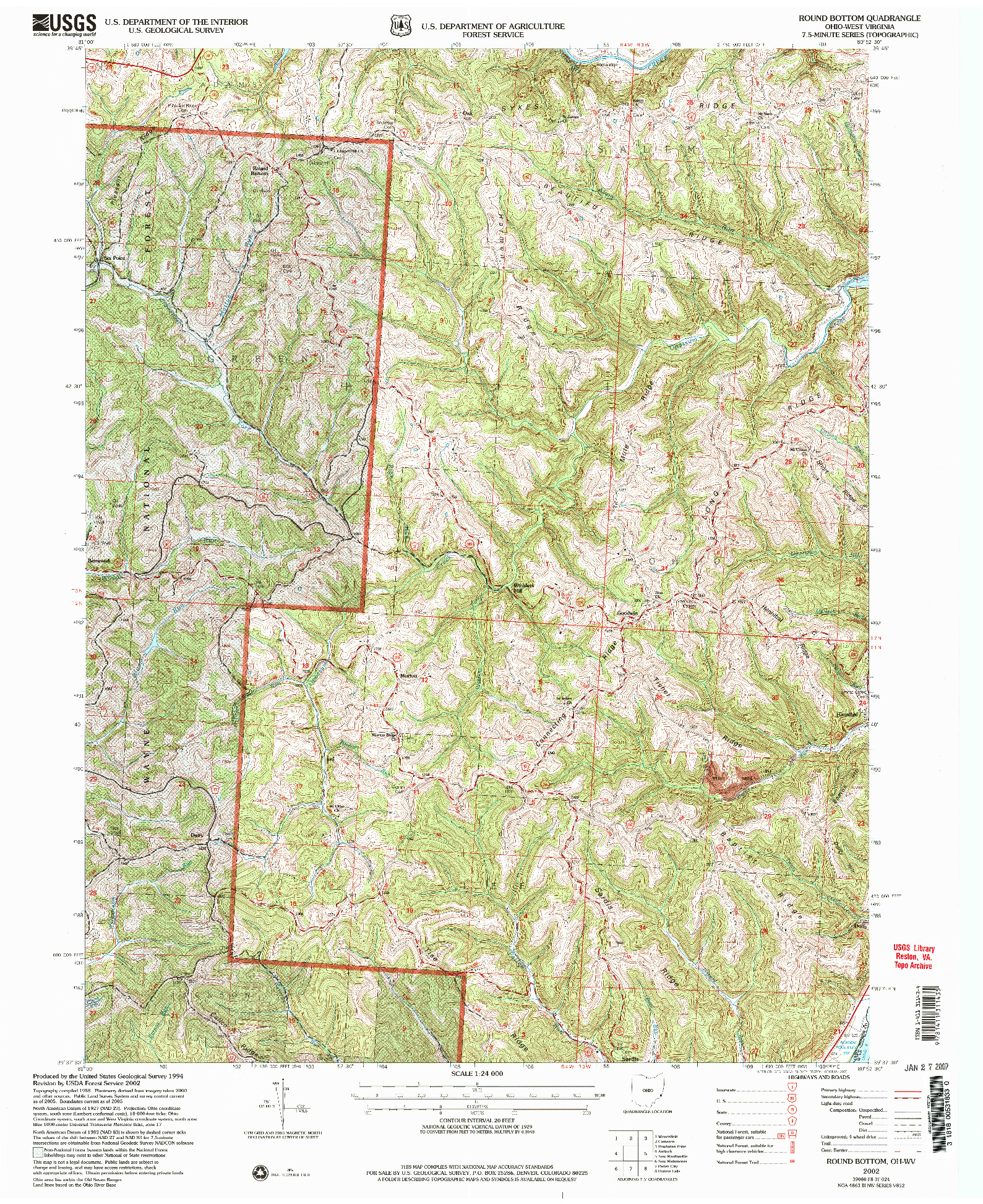 USGS 1:24000-SCALE QUADRANGLE FOR ROUND BOTTOM, OH 2002