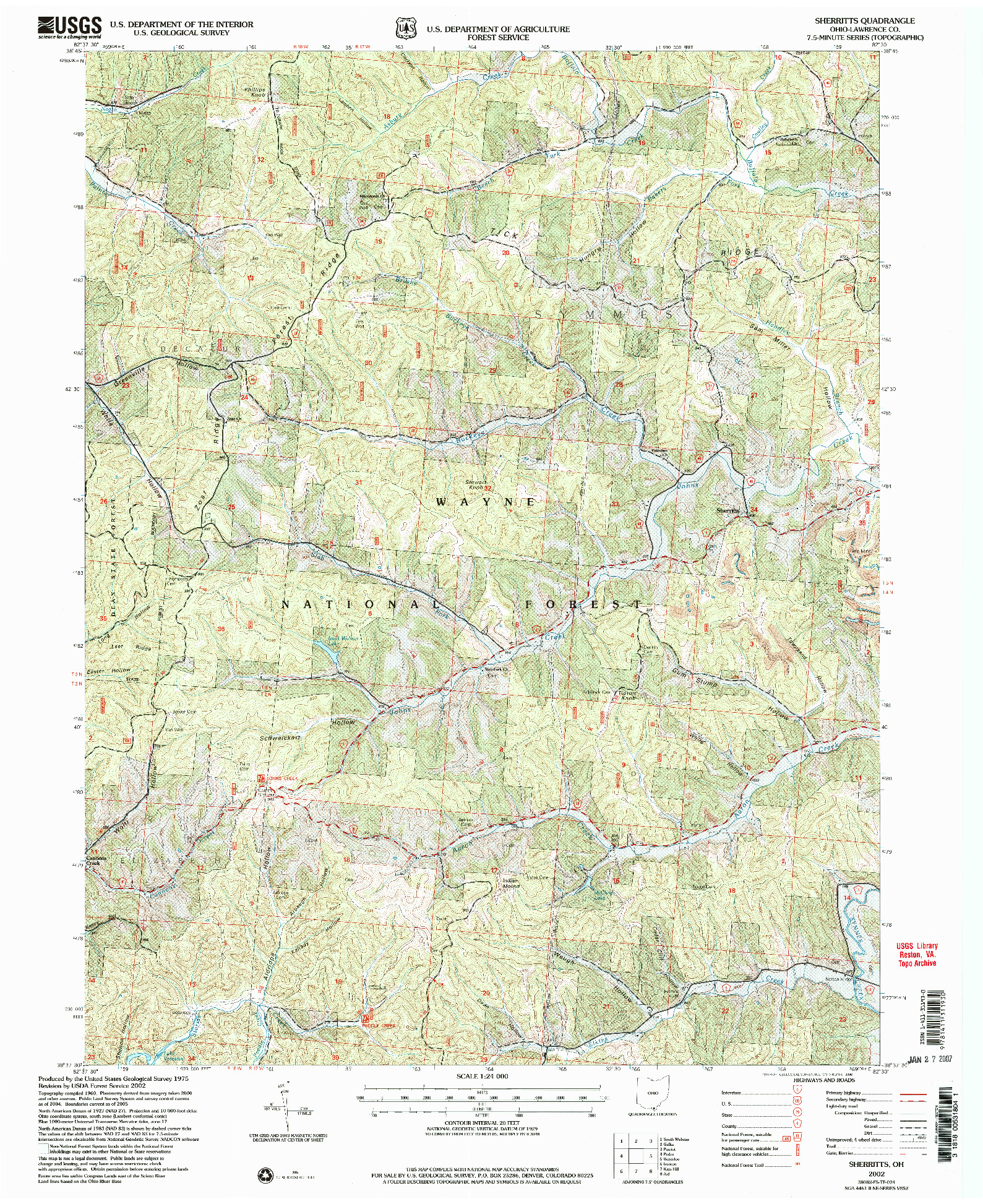 USGS 1:24000-SCALE QUADRANGLE FOR SHERRITTS, OH 2002