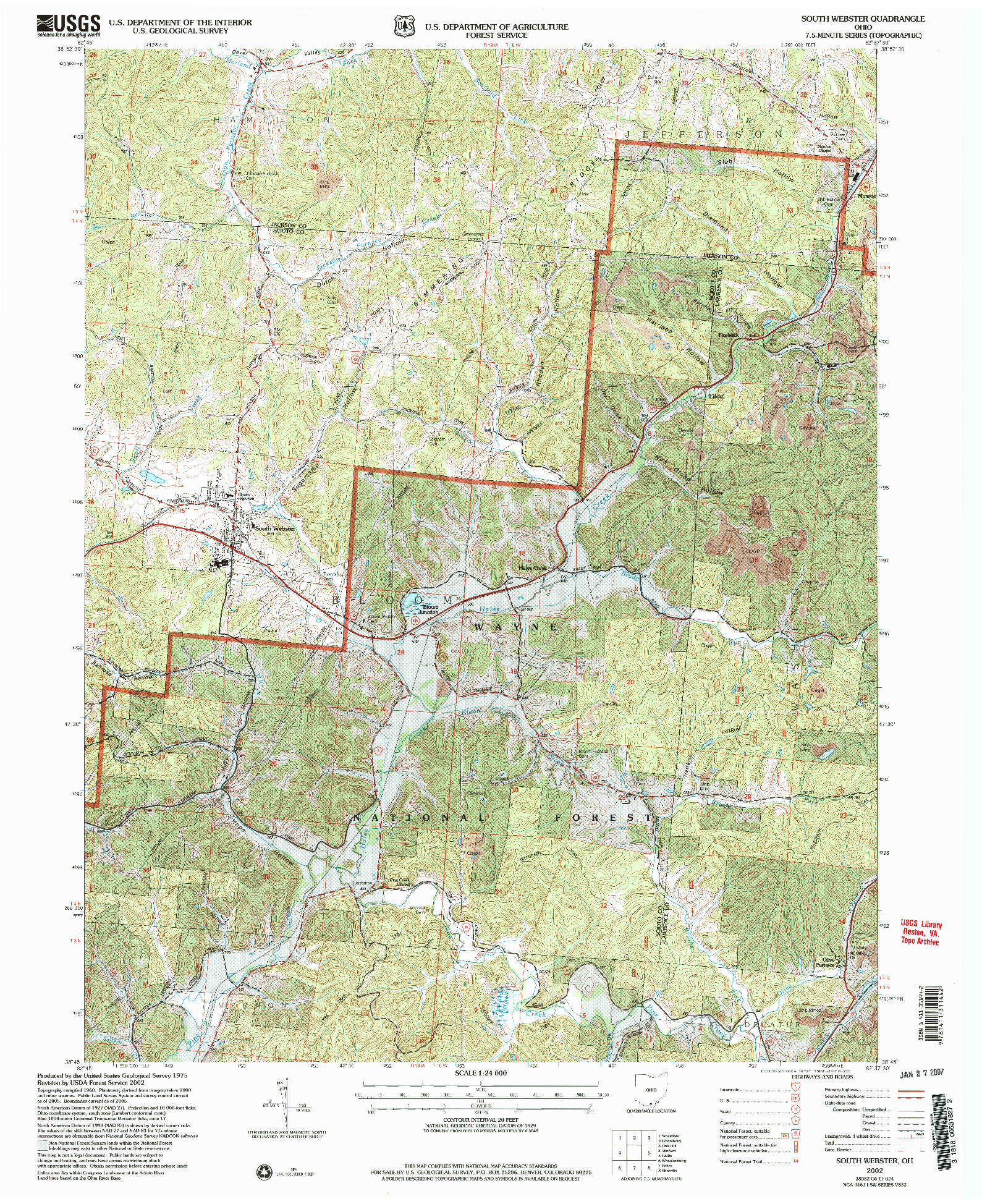 USGS 1:24000-SCALE QUADRANGLE FOR SOUTH WEBSTER, OH 2002