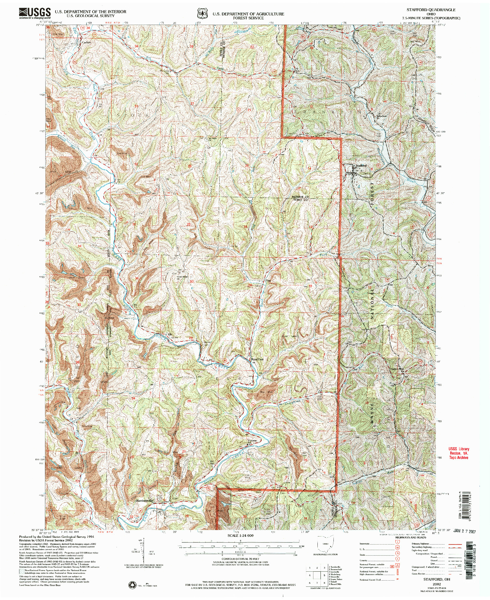 USGS 1:24000-SCALE QUADRANGLE FOR STAFFORD, OH 2002