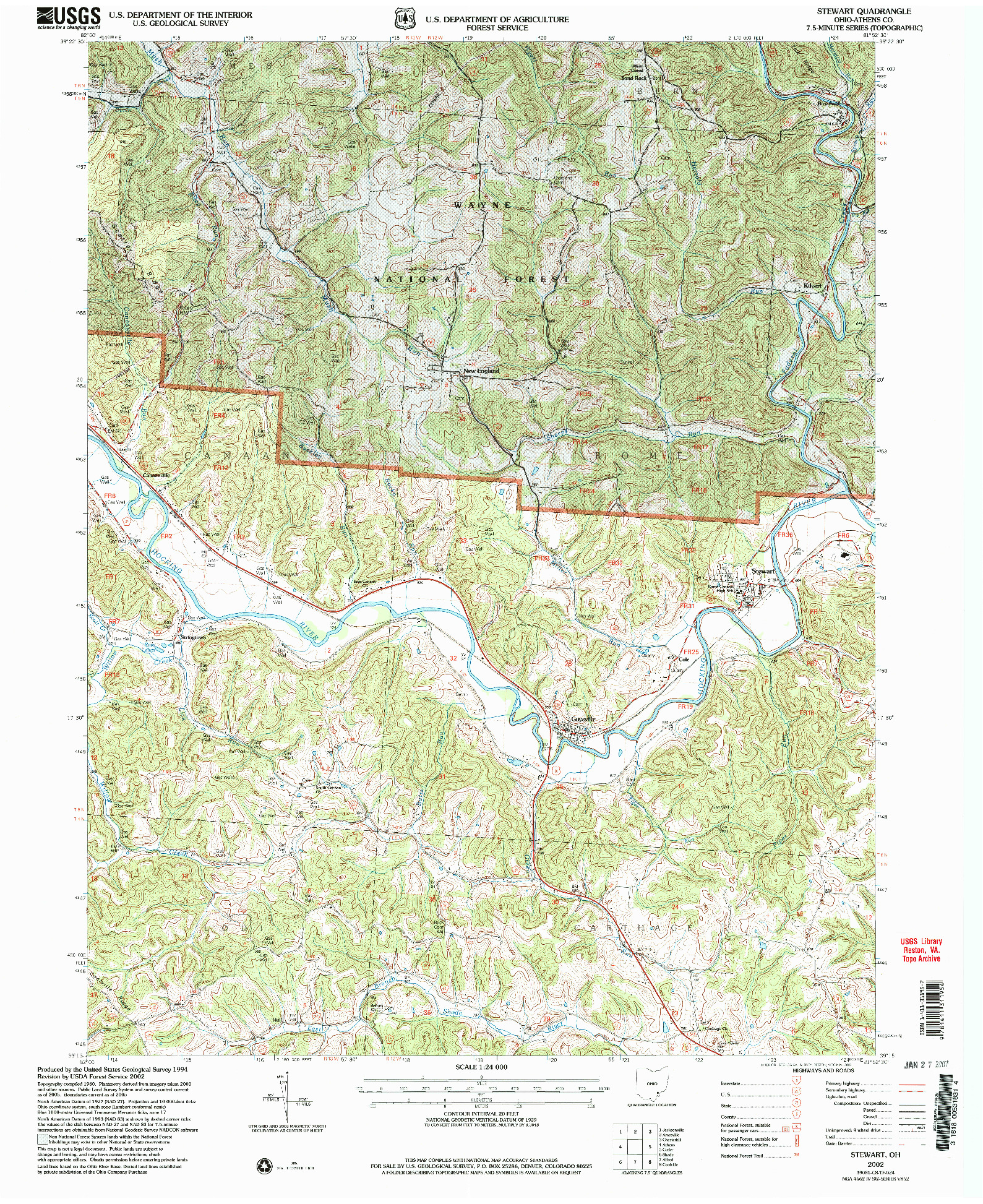 USGS 1:24000-SCALE QUADRANGLE FOR STEWART, OH 2002