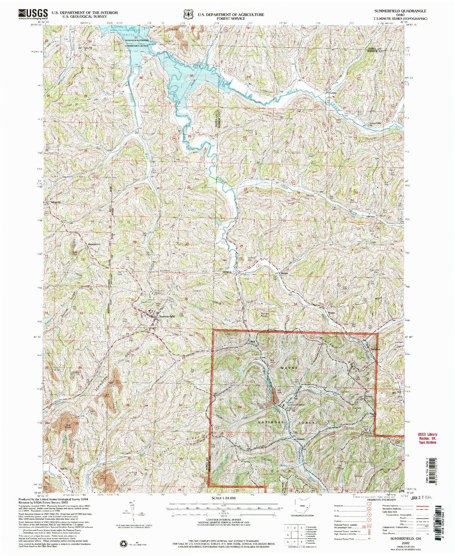 USGS 1:24000-SCALE QUADRANGLE FOR SUMMERFIELD, OH 2002