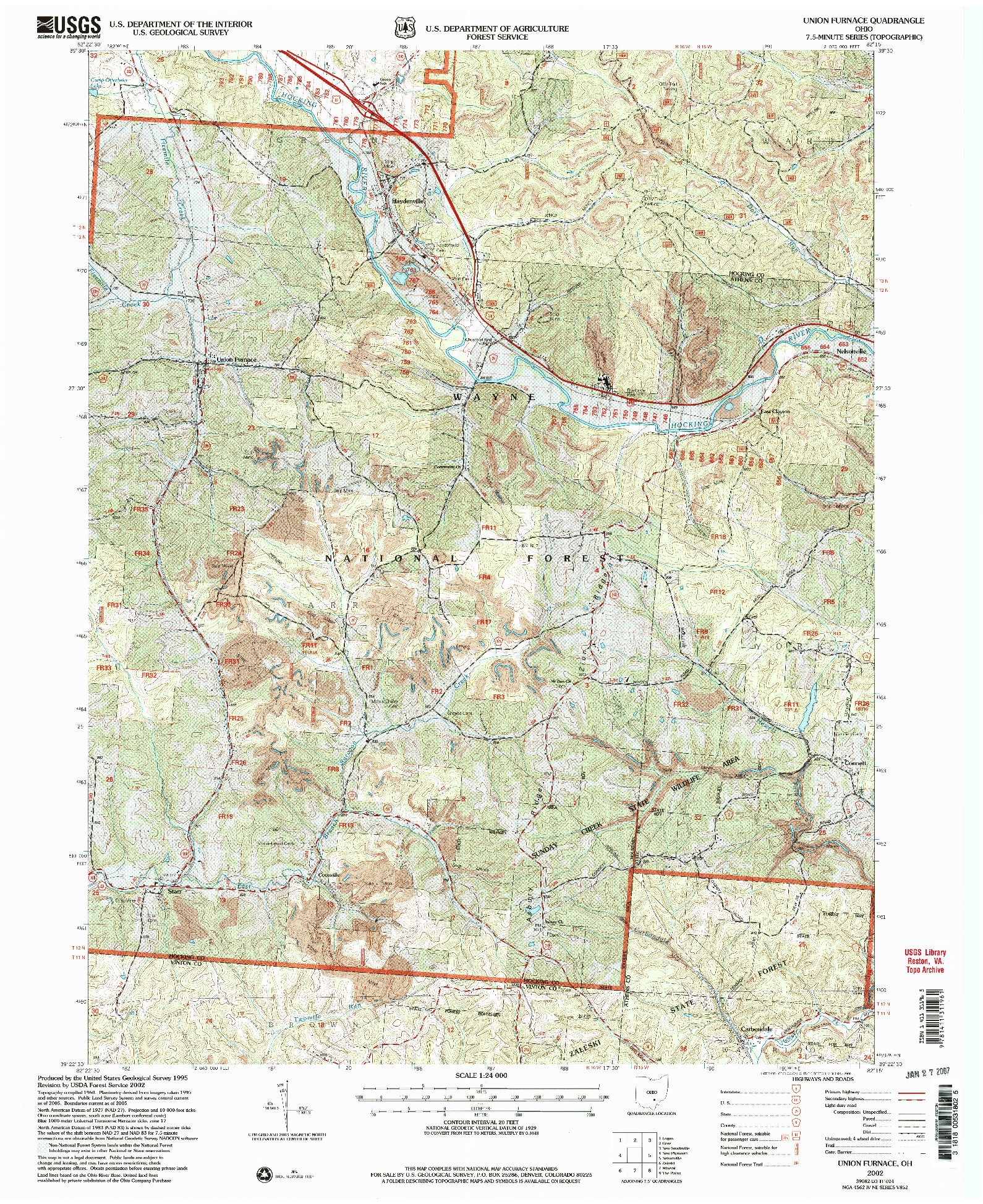 USGS 1:24000-SCALE QUADRANGLE FOR UNION FURNACE, OH 2002