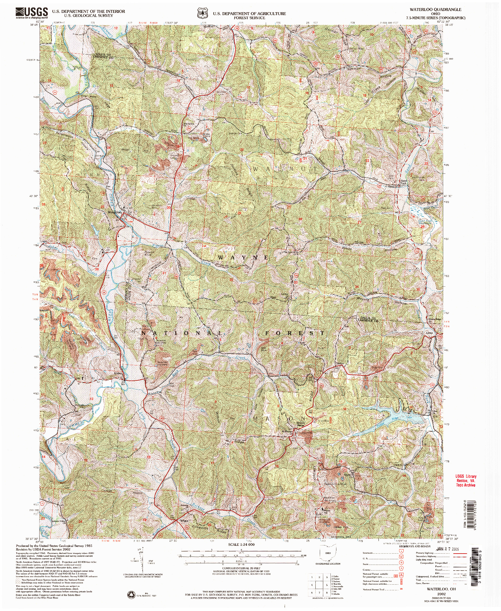 USGS 1:24000-SCALE QUADRANGLE FOR WATERLOO, OH 2002