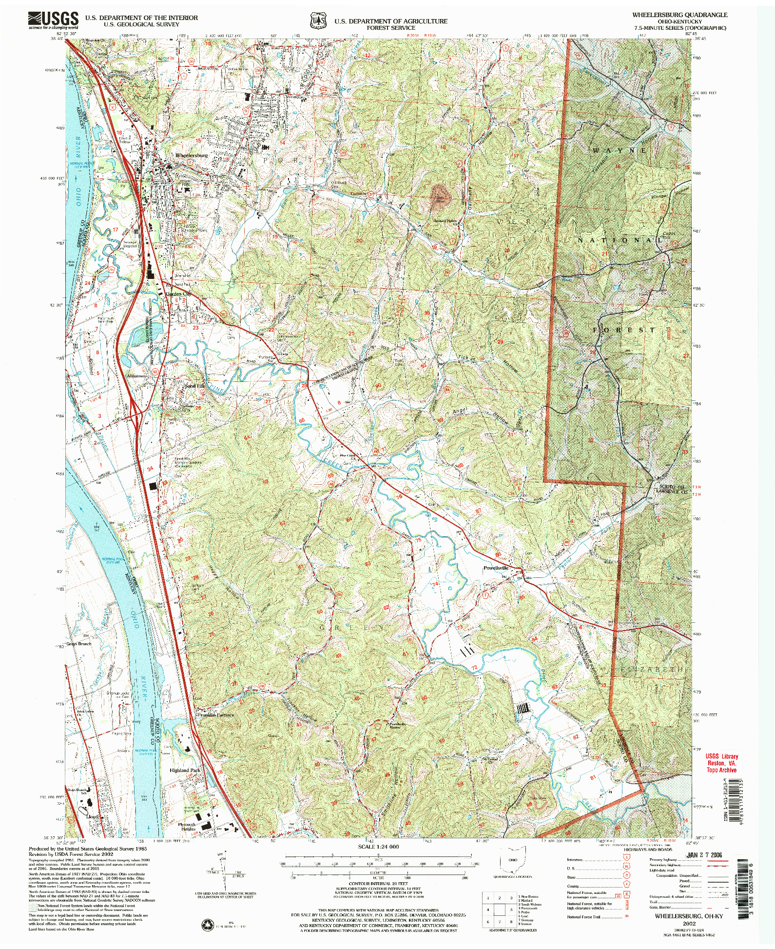 USGS 1:24000-SCALE QUADRANGLE FOR WHEELERSBURG, OH 2002