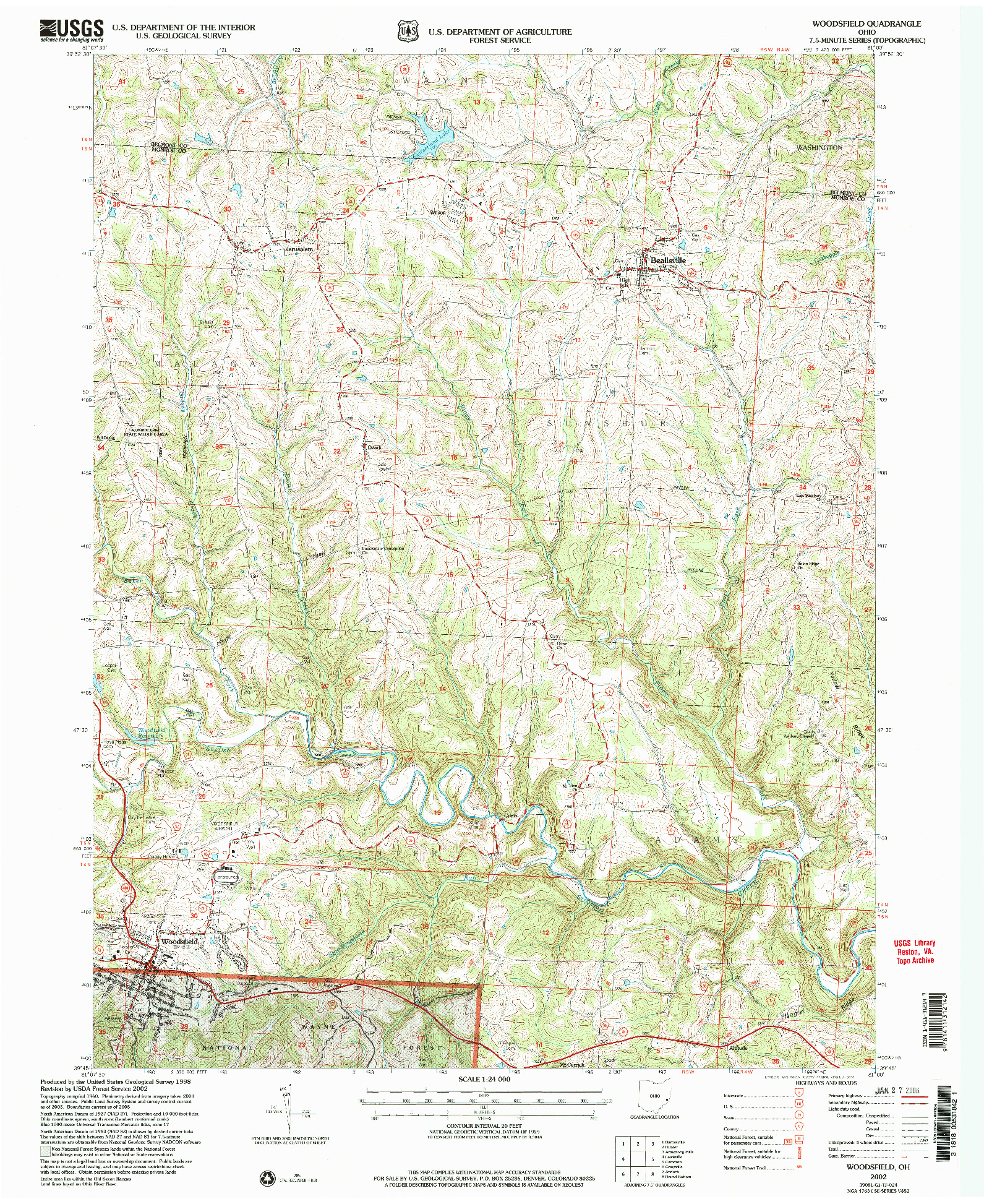 USGS 1:24000-SCALE QUADRANGLE FOR WOODSFIELD, OH 2002