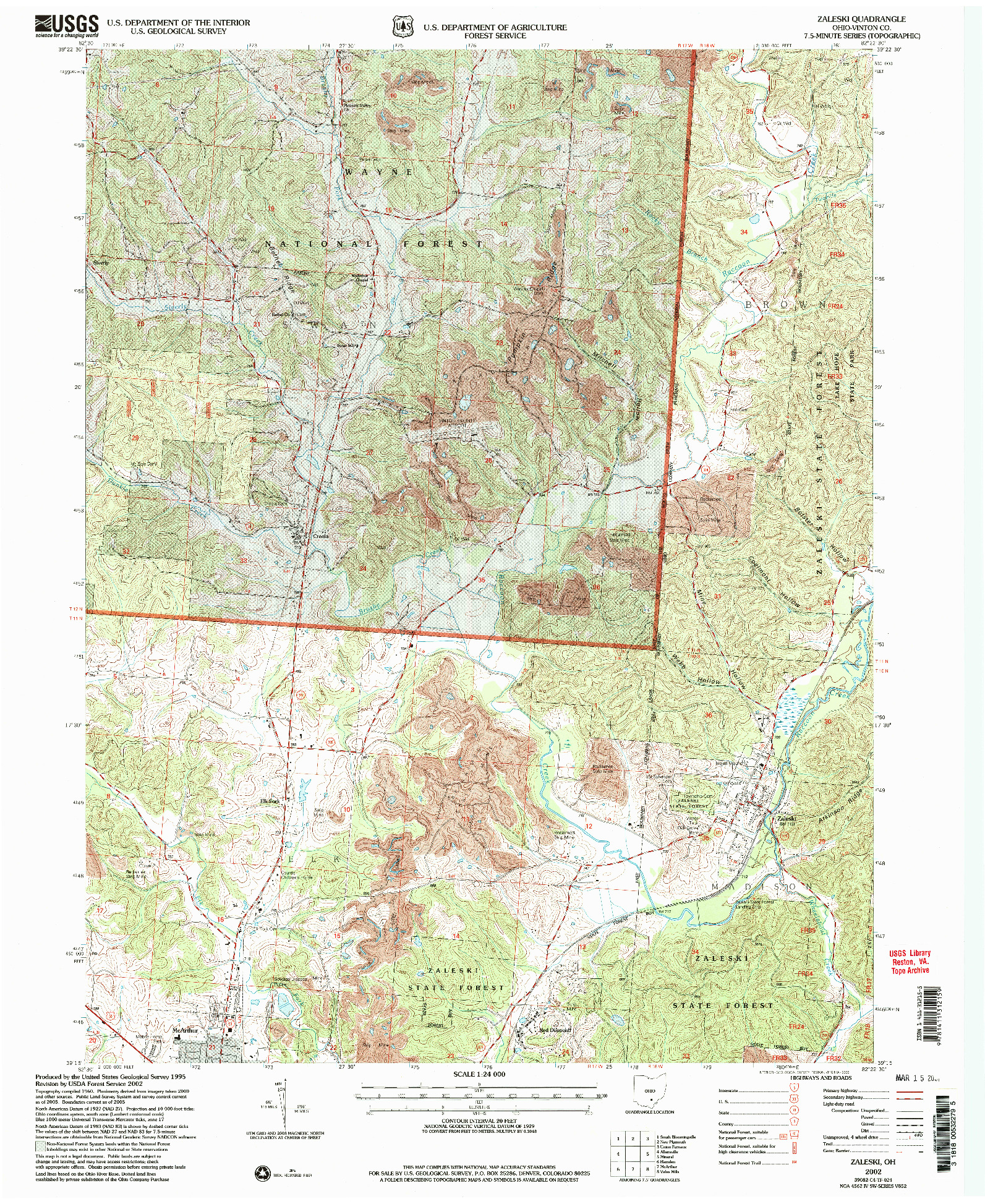 USGS 1:24000-SCALE QUADRANGLE FOR ZALESKI, OH 2002